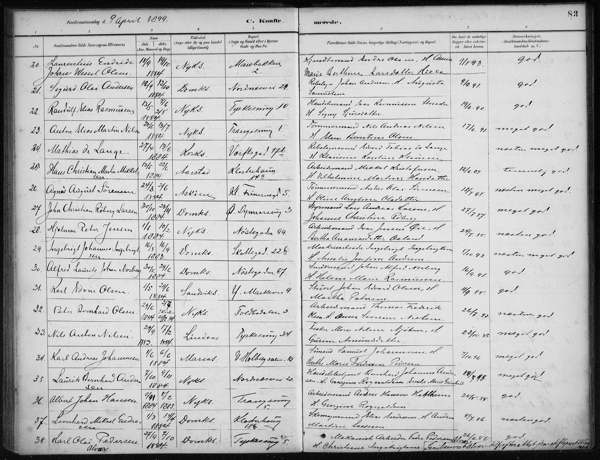 Nykirken Sokneprestembete, AV/SAB-A-77101/H/Haa/L0027: Parish register (official) no. C 6, 1886-1913, p. 83