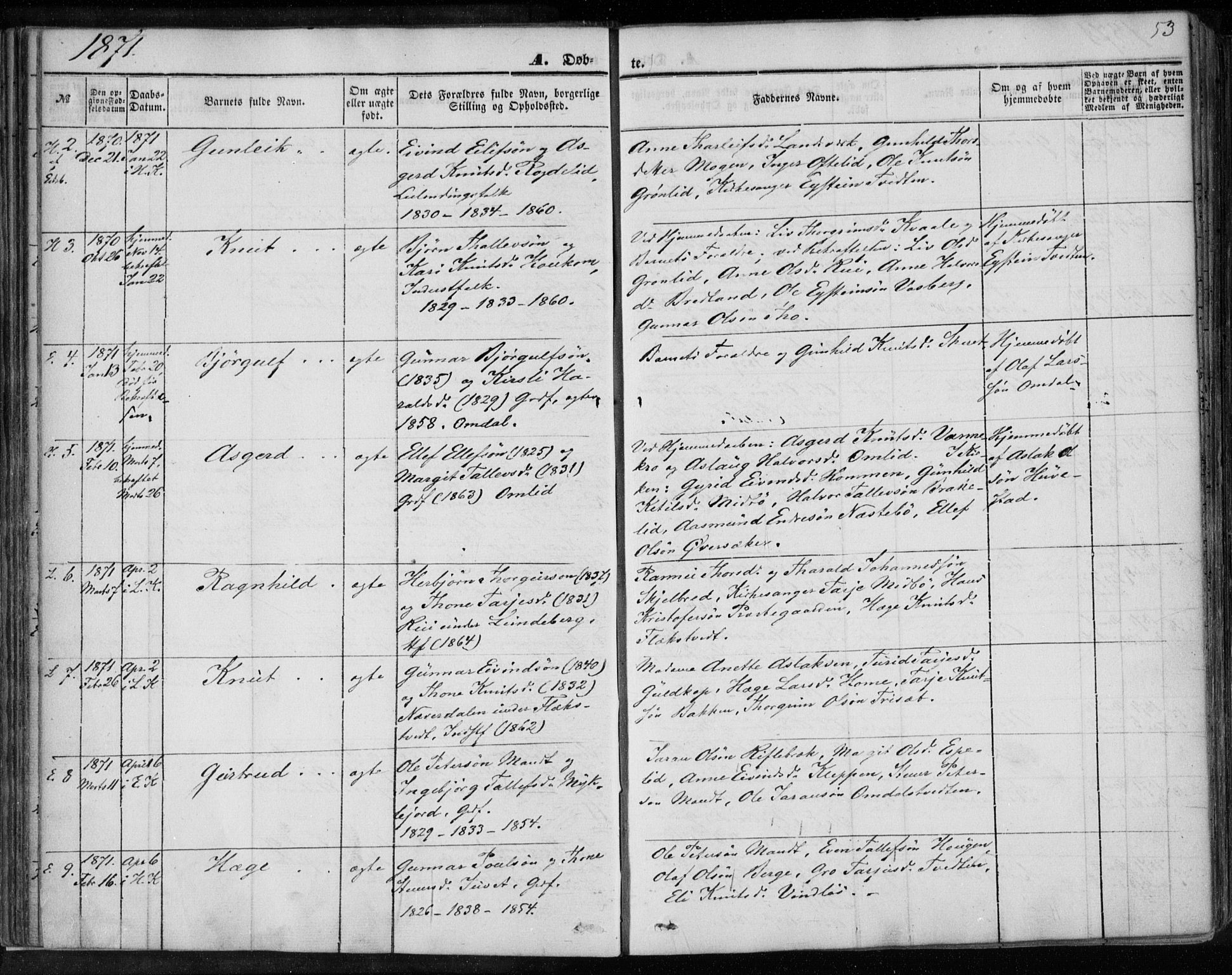 Lårdal kirkebøker, SAKO/A-284/F/Fa/L0006: Parish register (official) no. I 6, 1861-1886, p. 53
