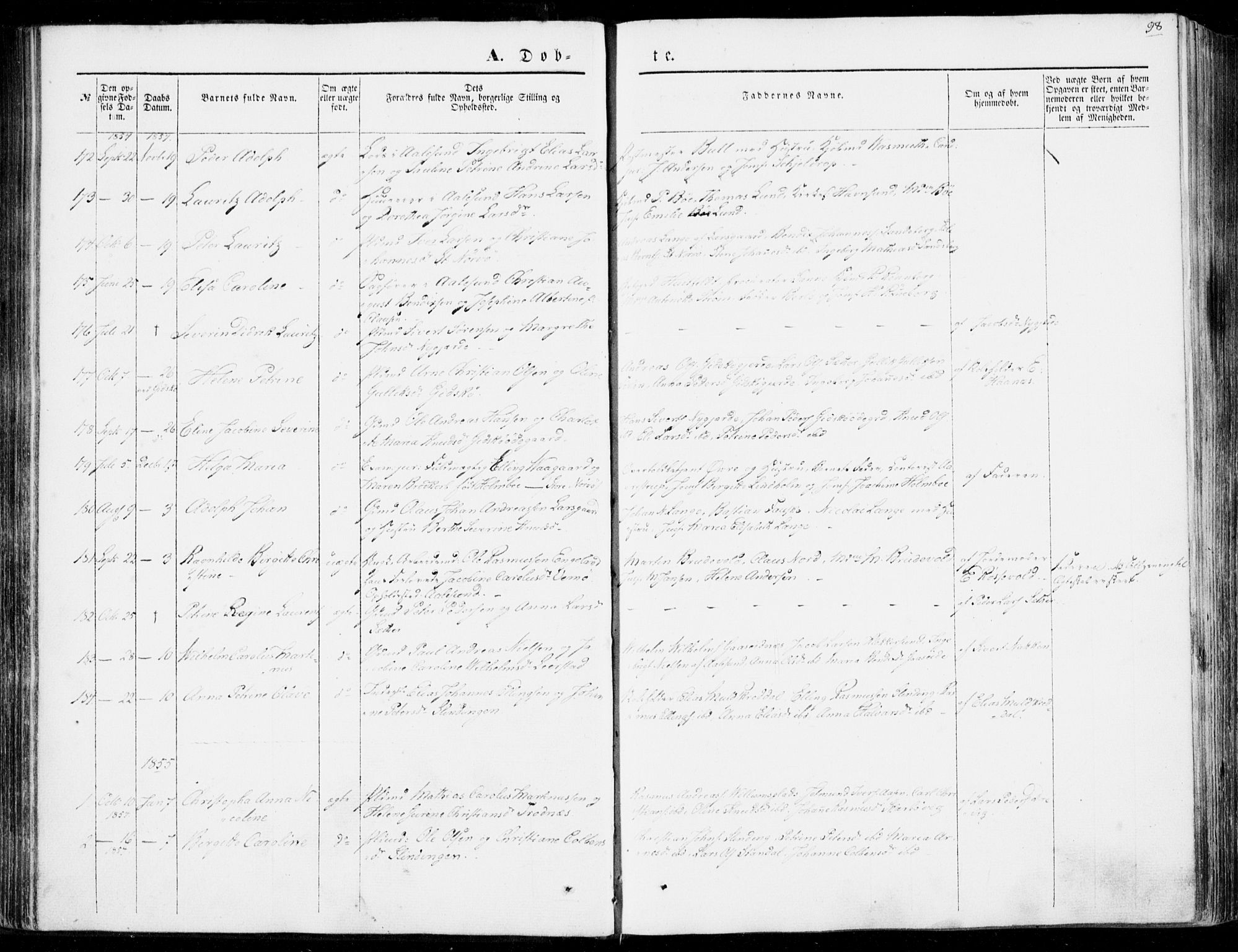 Ministerialprotokoller, klokkerbøker og fødselsregistre - Møre og Romsdal, AV/SAT-A-1454/528/L0397: Parish register (official) no. 528A08, 1848-1858, p. 98