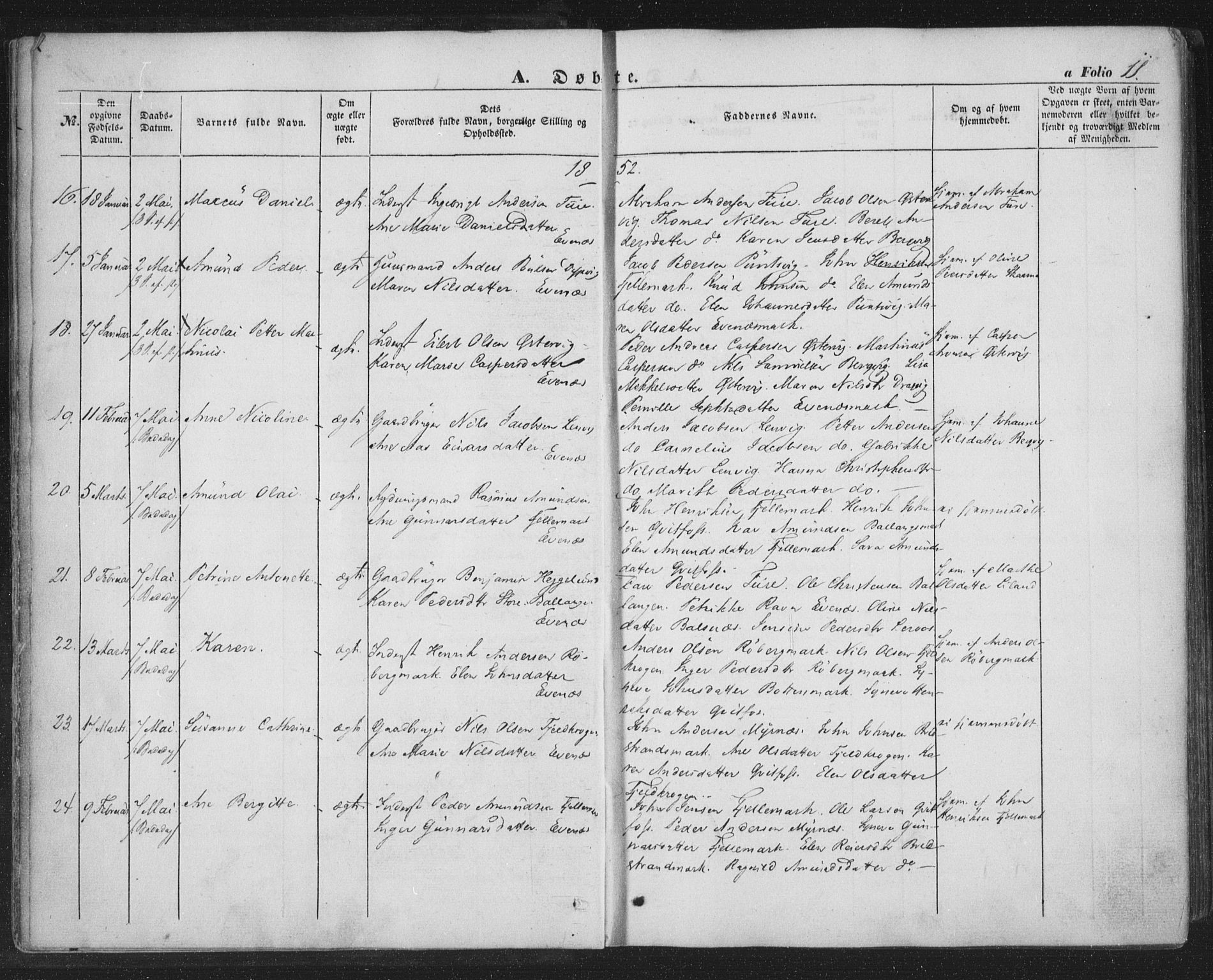 Ministerialprotokoller, klokkerbøker og fødselsregistre - Nordland, AV/SAT-A-1459/863/L0895: Parish register (official) no. 863A07, 1851-1860, p. 11