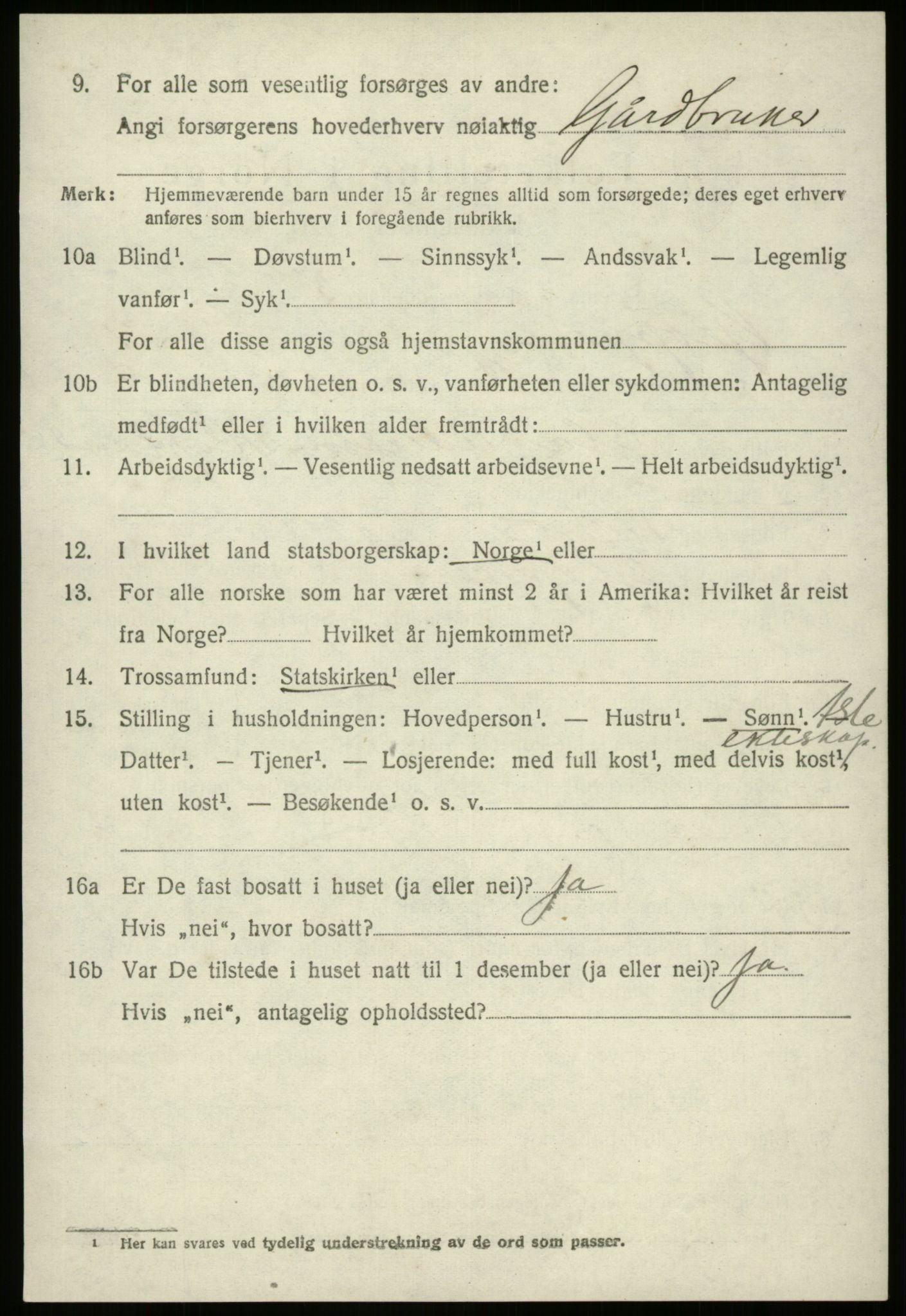 SAB, 1920 census for Gloppen, 1920, p. 5147