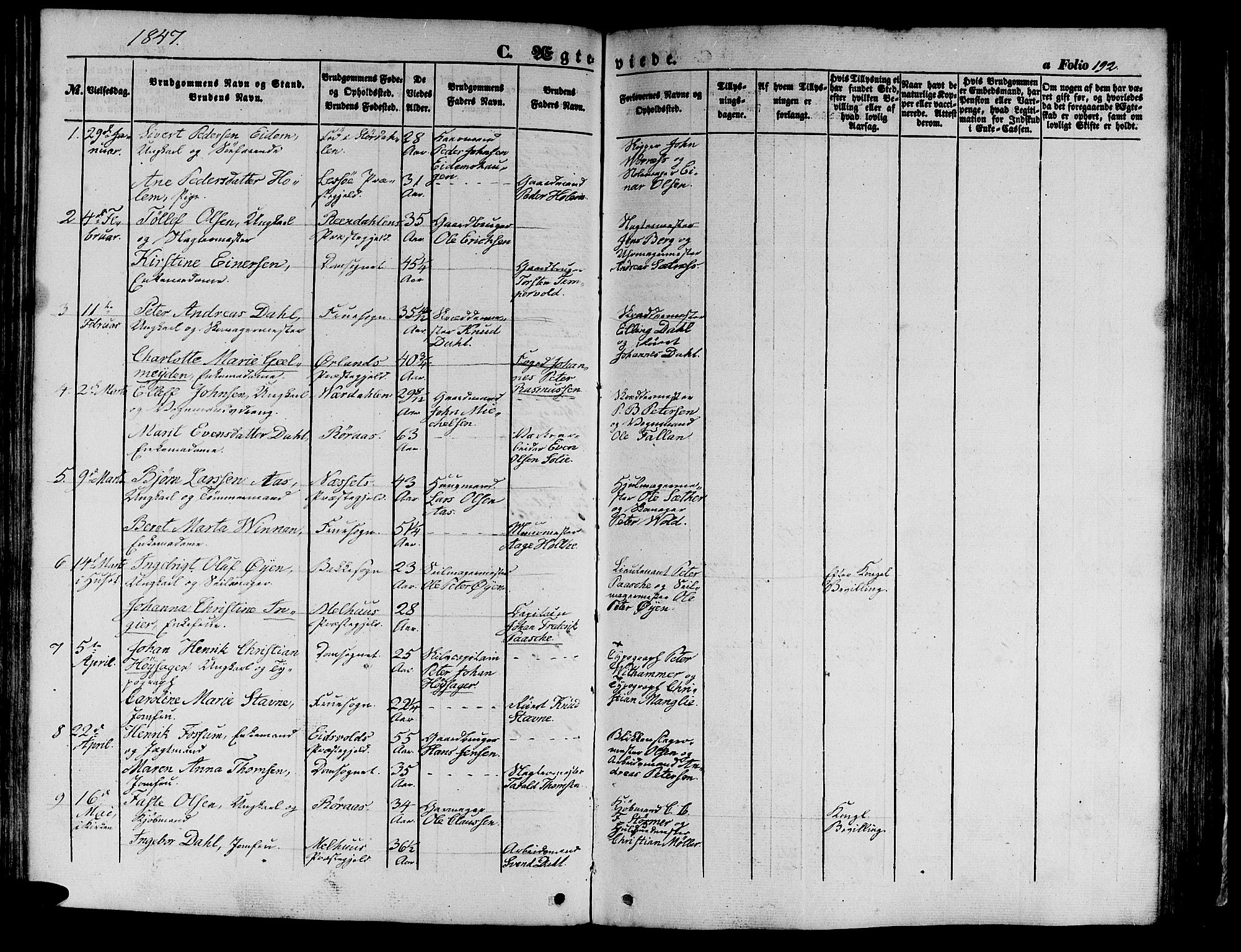 Ministerialprotokoller, klokkerbøker og fødselsregistre - Sør-Trøndelag, AV/SAT-A-1456/602/L0137: Parish register (copy) no. 602C05, 1846-1856, p. 192