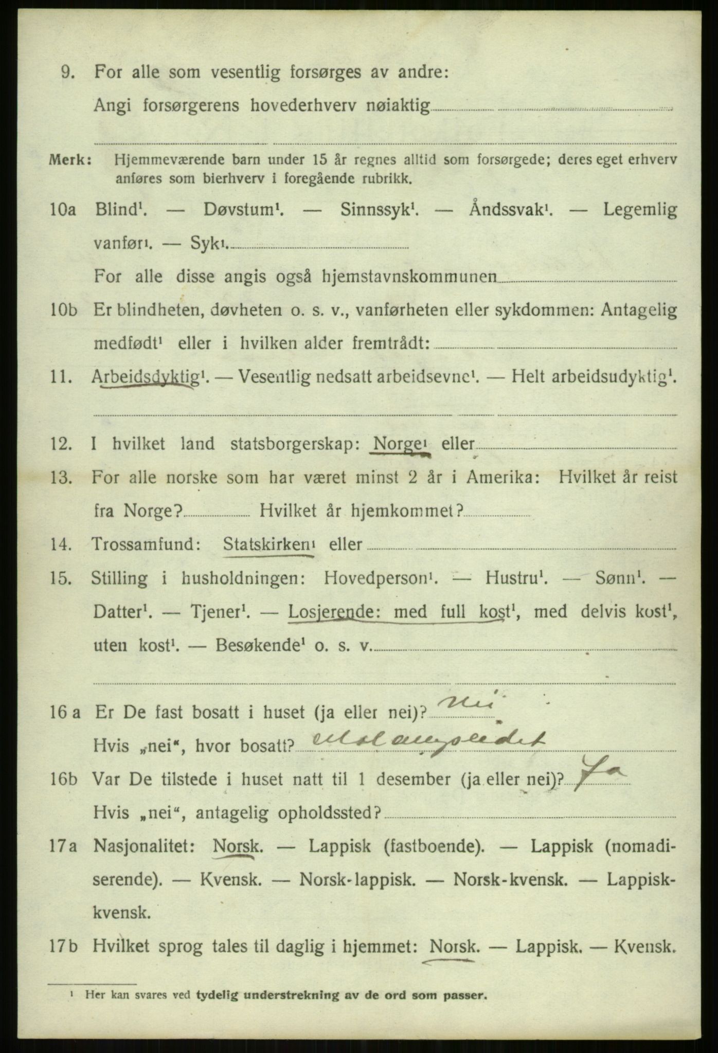 SATØ, 1920 census for Balsfjord, 1920, p. 8688