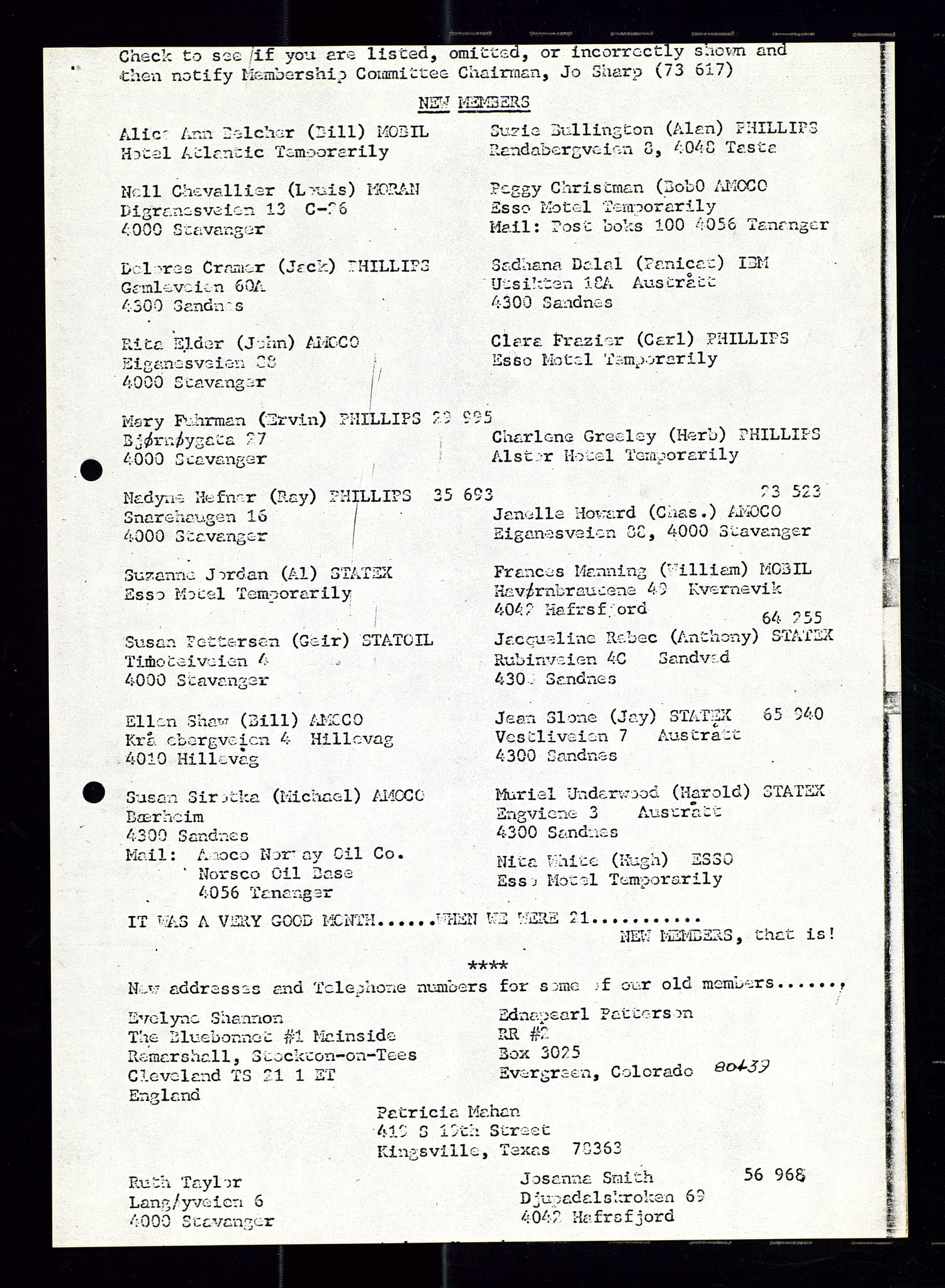 PA 1547 - Petroleum Wives Club, AV/SAST-A-101974/X/Xa/L0001: Newsletters (1971-1978)/radiointervjuer på kasett (1989-1992), 1970-1978