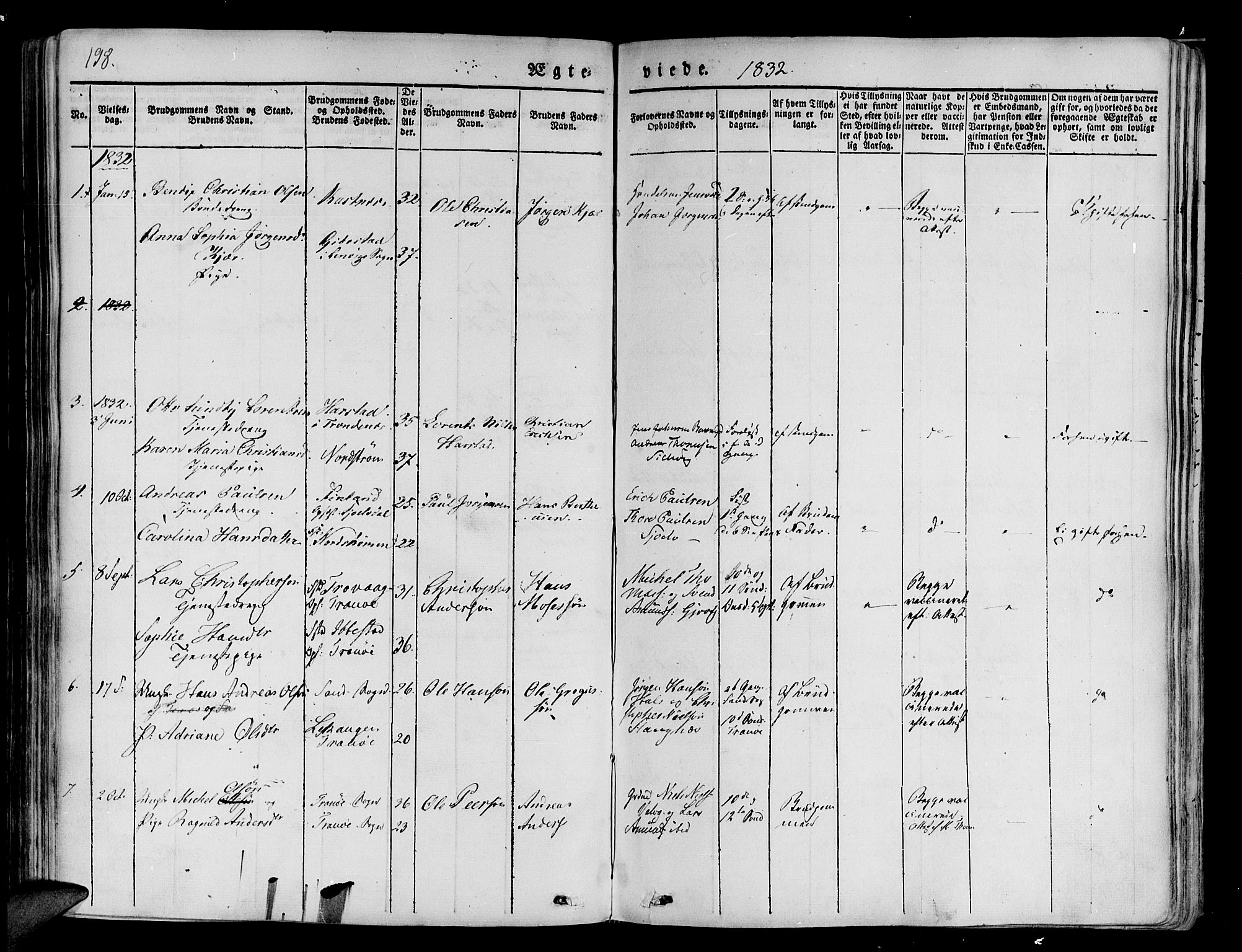 Tranøy sokneprestkontor, AV/SATØ-S-1313/I/Ia/Iaa/L0005kirke: Parish register (official) no. 5, 1829-1844, p. 198