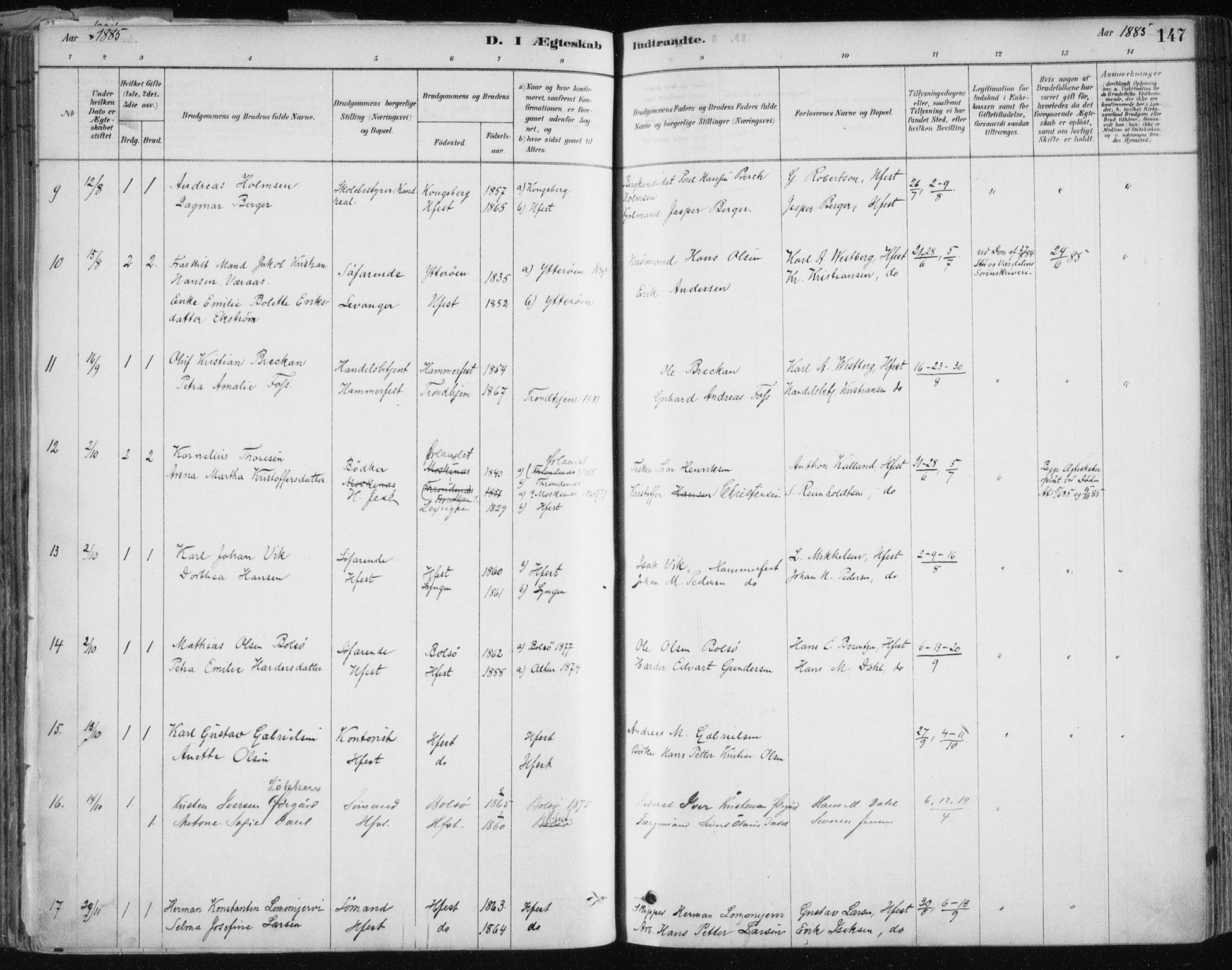 Hammerfest sokneprestkontor, AV/SATØ-S-1347/H/Ha/L0008.kirke: Parish register (official) no. 8, 1878-1889, p. 147