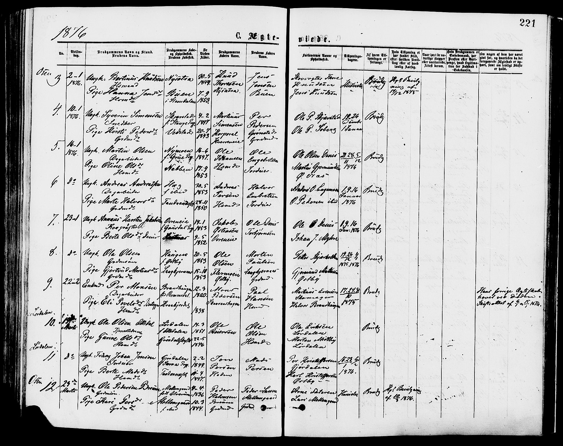 Trysil prestekontor, AV/SAH-PREST-046/H/Ha/Haa/L0007: Parish register (official) no. 7, 1874-1880, p. 221