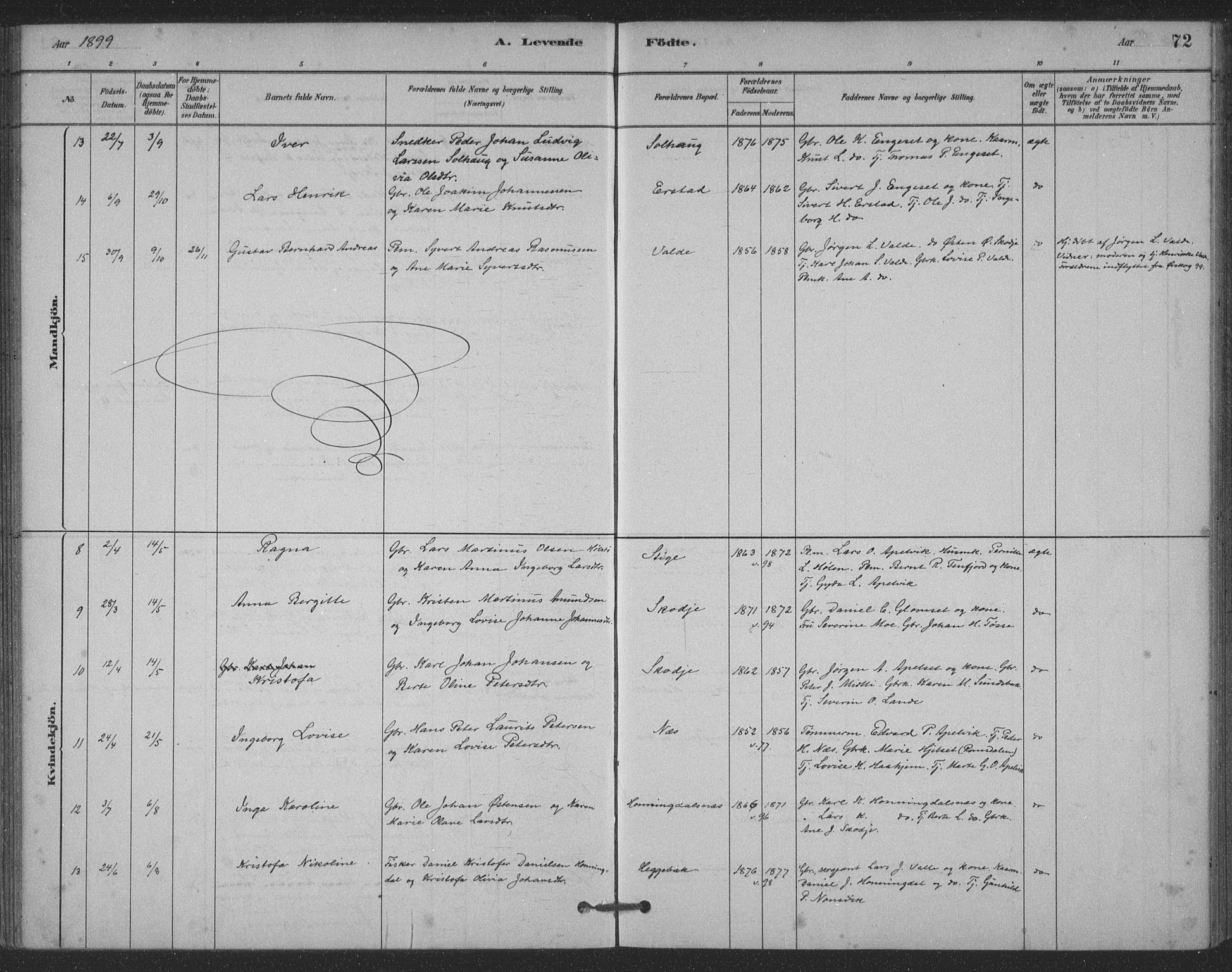 Ministerialprotokoller, klokkerbøker og fødselsregistre - Møre og Romsdal, AV/SAT-A-1454/524/L0356: Parish register (official) no. 524A08, 1880-1899, p. 72