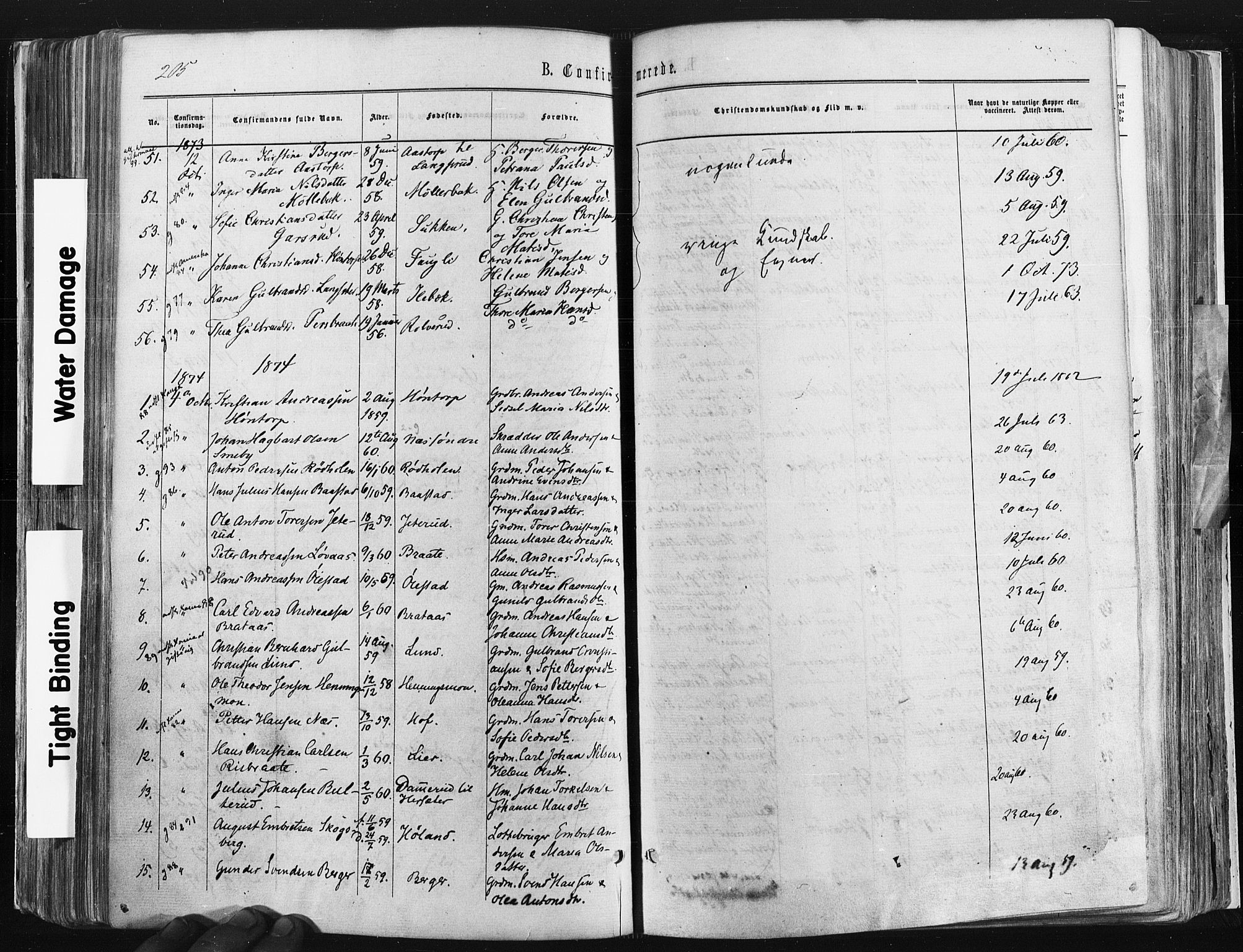 Trøgstad prestekontor Kirkebøker, AV/SAO-A-10925/F/Fa/L0009: Parish register (official) no. I 9, 1865-1877, p. 205