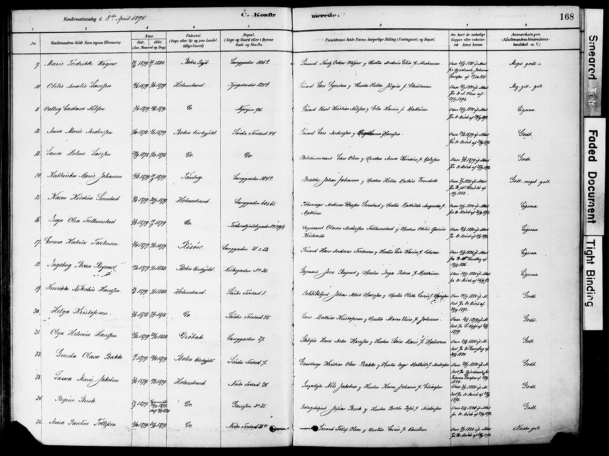 Holmestrand kirkebøker, SAKO/A-346/F/Fa/L0004: Parish register (official) no. 4, 1880-1901, p. 168