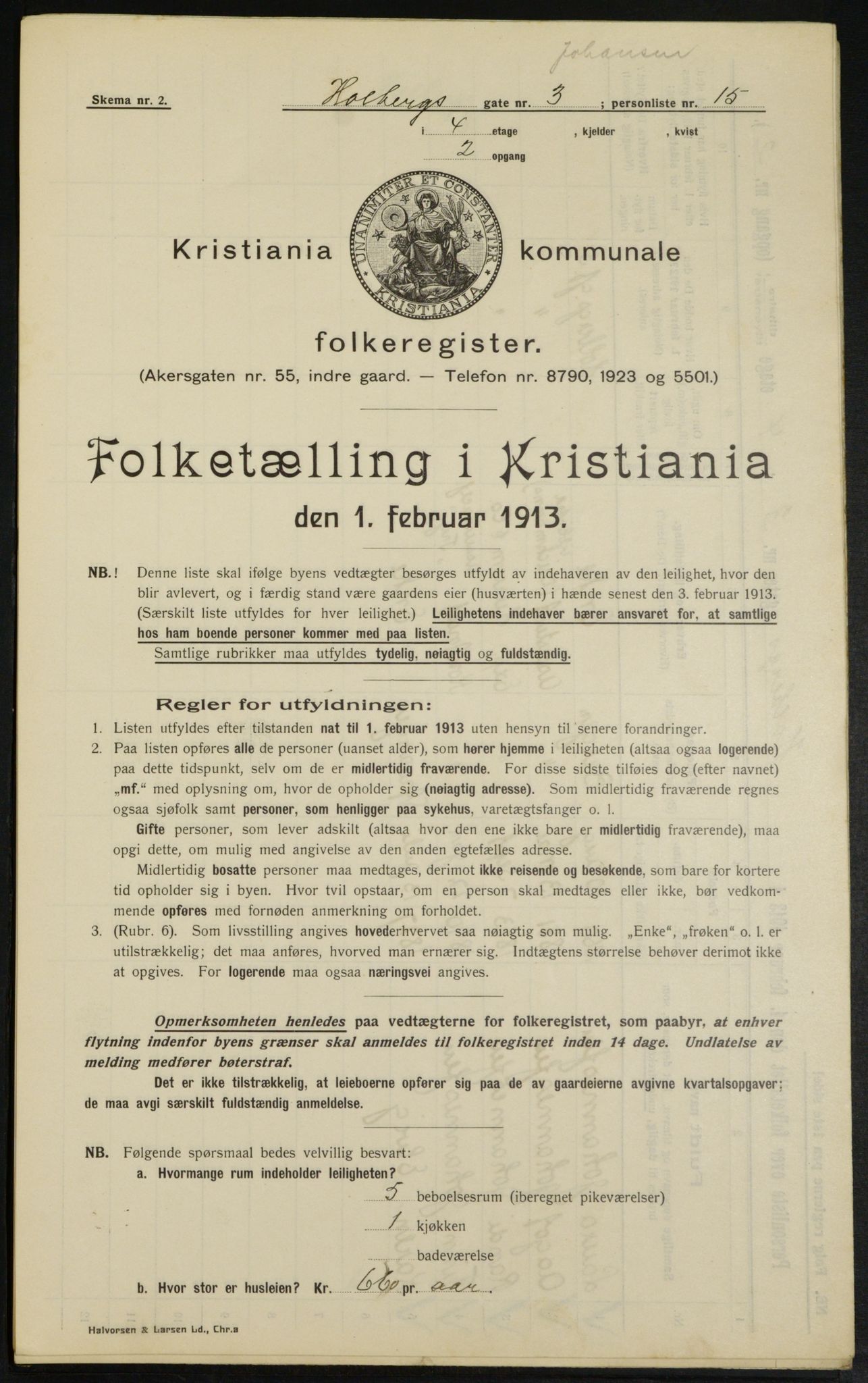 OBA, Municipal Census 1913 for Kristiania, 1913, p. 40070