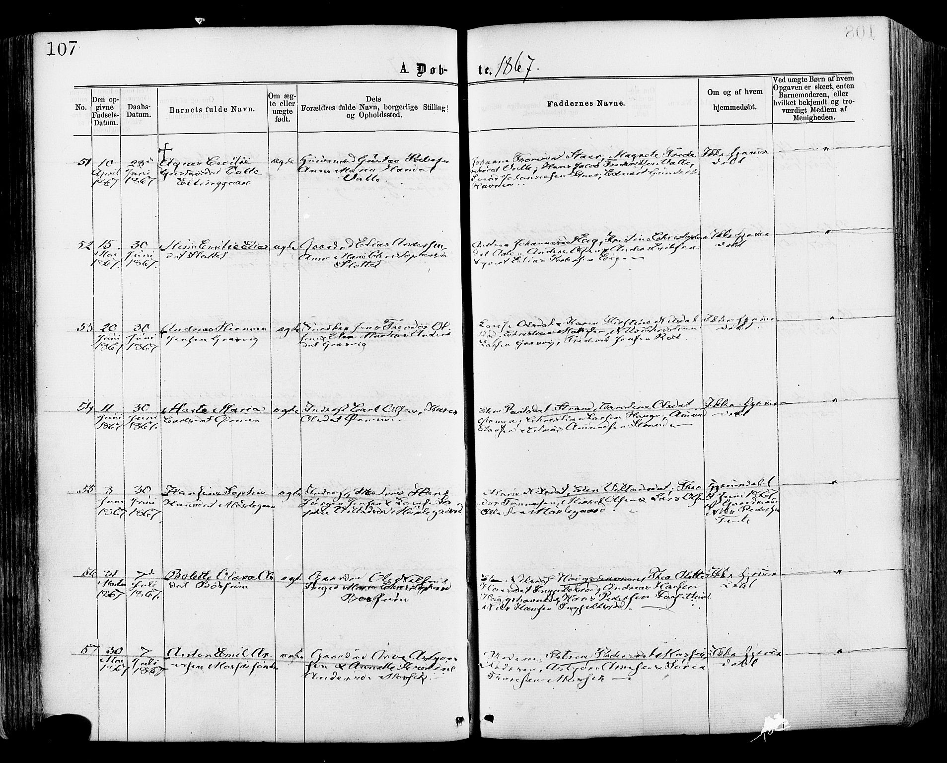 Onsøy prestekontor Kirkebøker, SAO/A-10914/F/Fa/L0004: Parish register (official) no. I 4, 1861-1877, p. 107