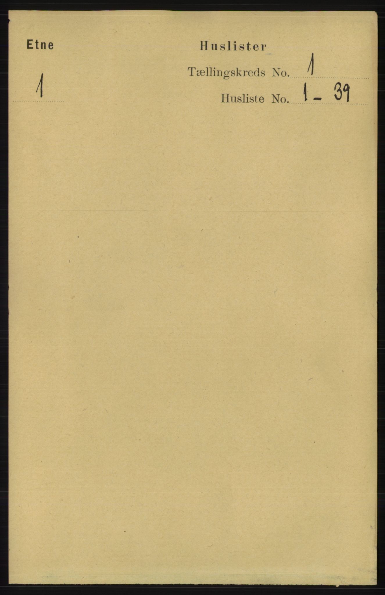 RA, 1891 census for 1211 Etne, 1891, p. 39