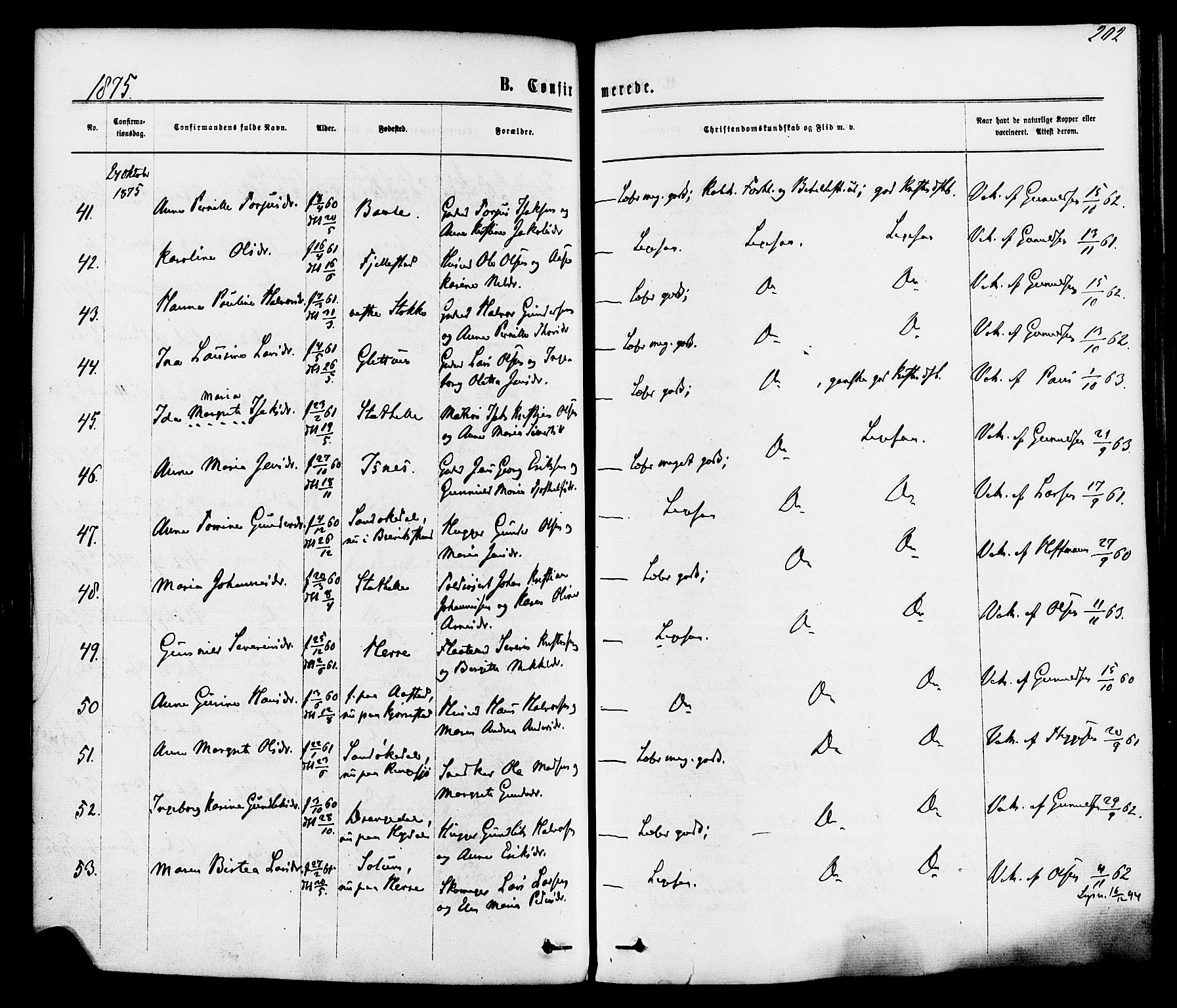 Bamble kirkebøker, AV/SAKO-A-253/F/Fa/L0006: Parish register (official) no. I 6, 1869-1877, p. 202