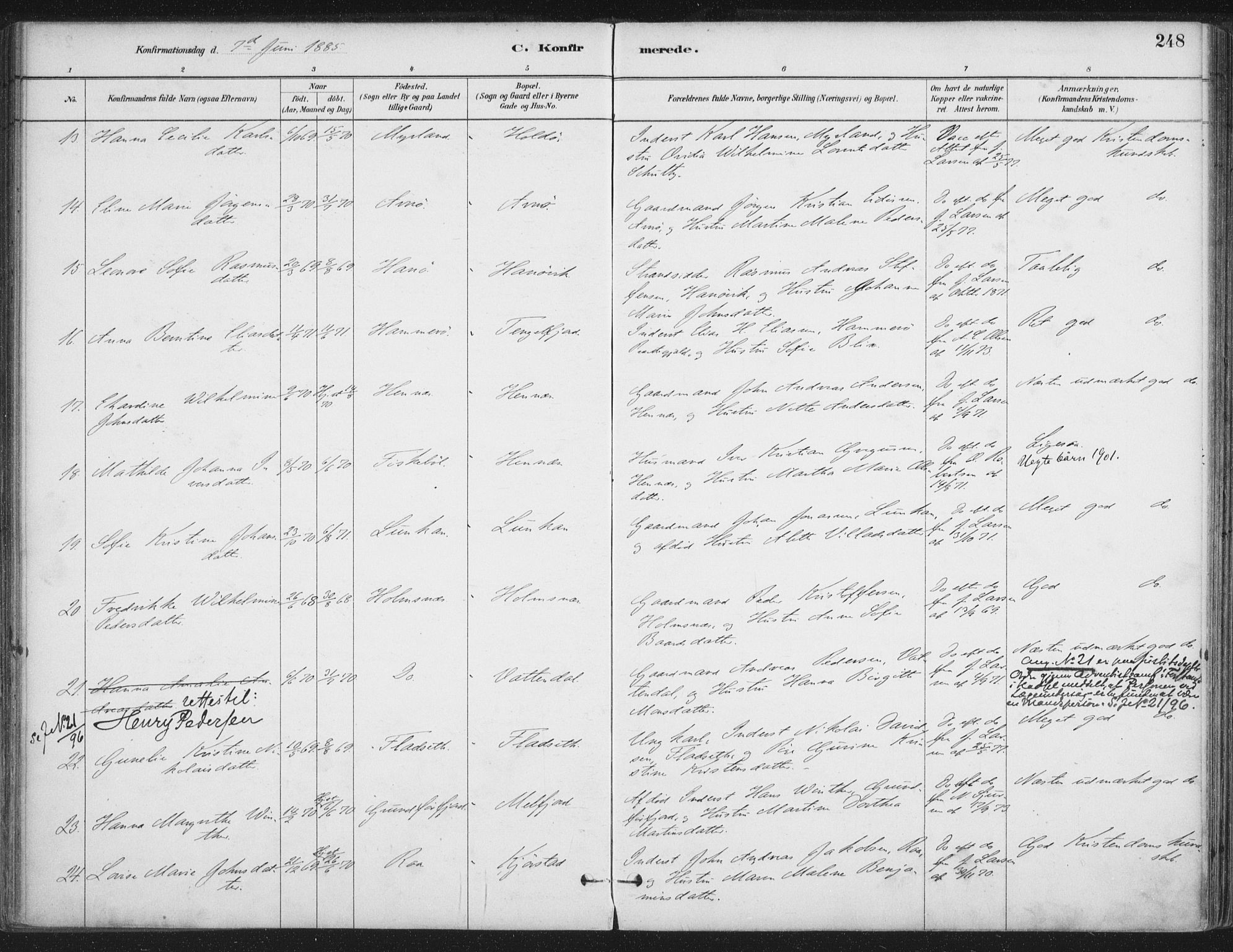 Ministerialprotokoller, klokkerbøker og fødselsregistre - Nordland, SAT/A-1459/888/L1244: Parish register (official) no. 888A10, 1880-1890, p. 248