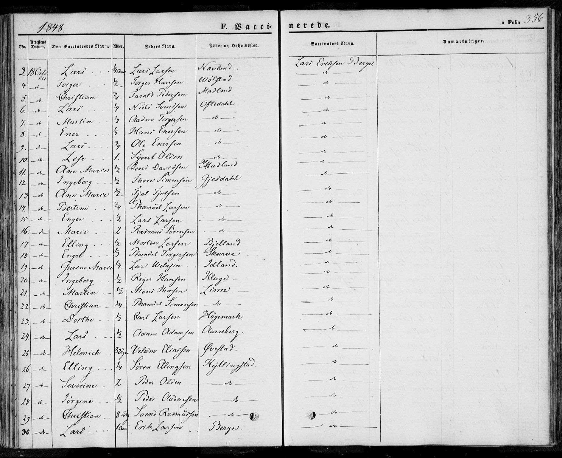 Lye sokneprestkontor, AV/SAST-A-101794/001/30BA/L0006: Parish register (official) no. A 5.2, 1842-1855, p. 356