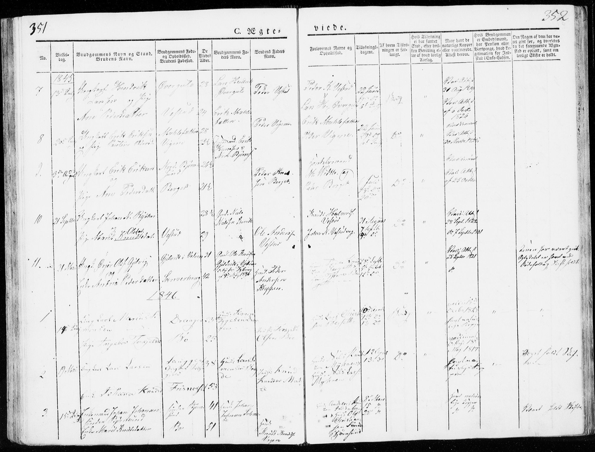 Ministerialprotokoller, klokkerbøker og fødselsregistre - Møre og Romsdal, SAT/A-1454/566/L0766: Parish register (official) no. 566A05, 1842-1851, p. 351-352