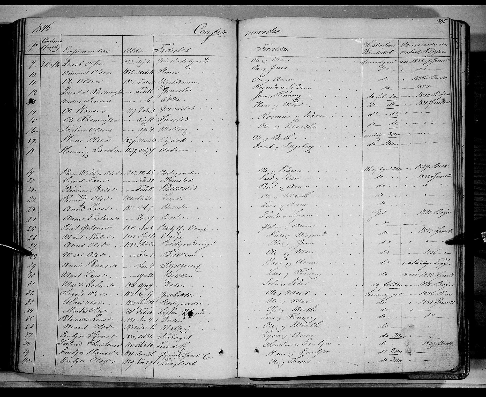 Lom prestekontor, SAH/PREST-070/K/L0006: Parish register (official) no. 6A, 1837-1863, p. 305