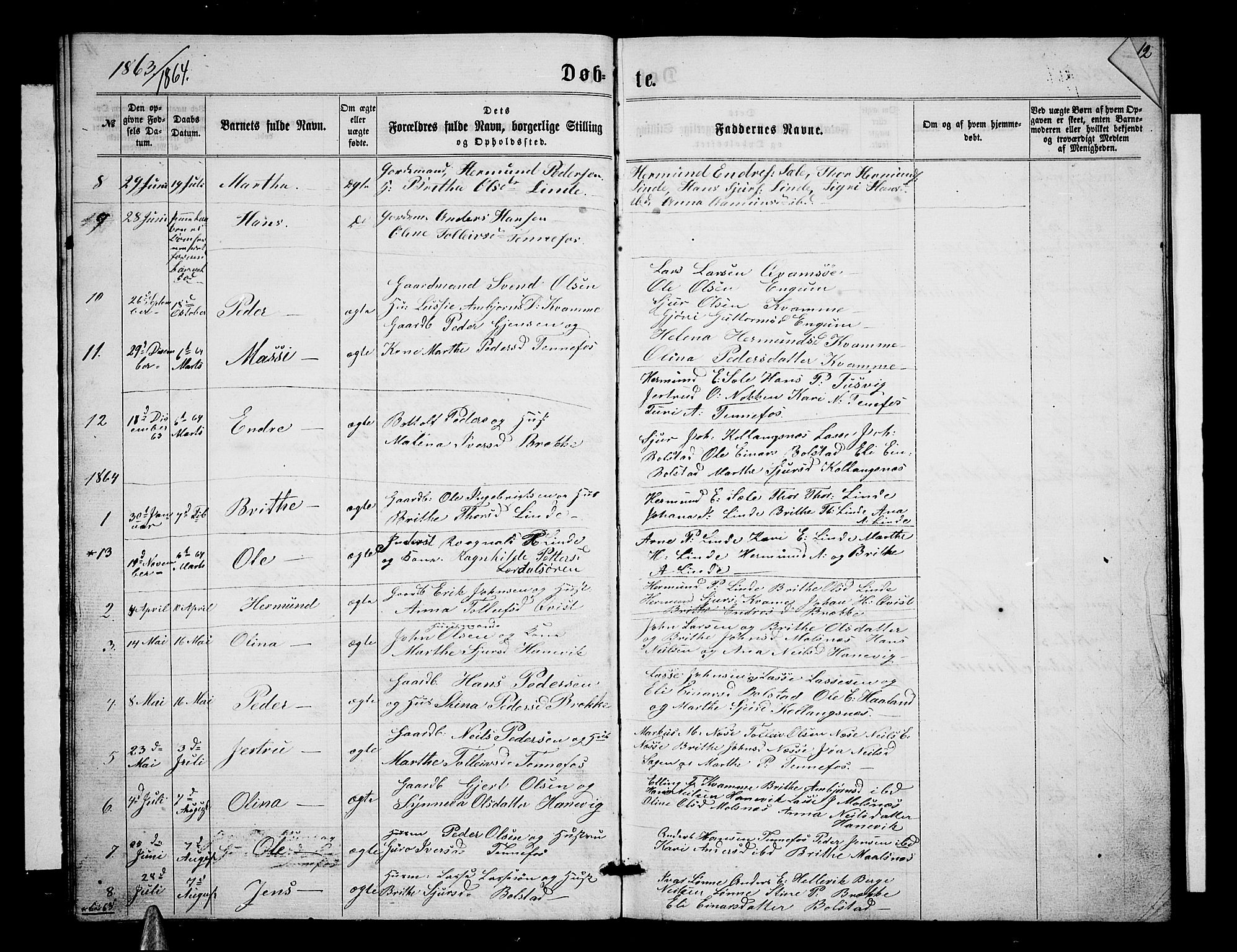 Balestrand sokneprestembete, SAB/A-79601/H/Hab/Habc/L0001: Parish register (copy) no. C 1, 1857-1877, p. 11