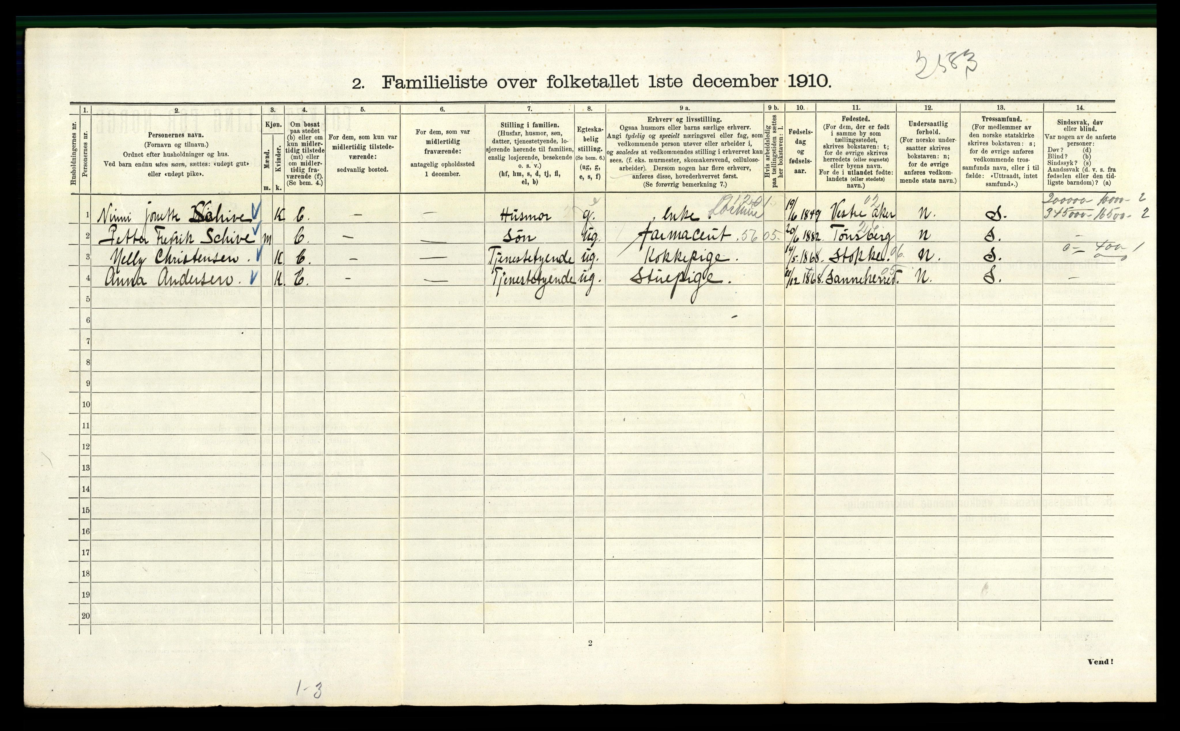 RA, 1910 census for Kristiania, 1910, p. 101872