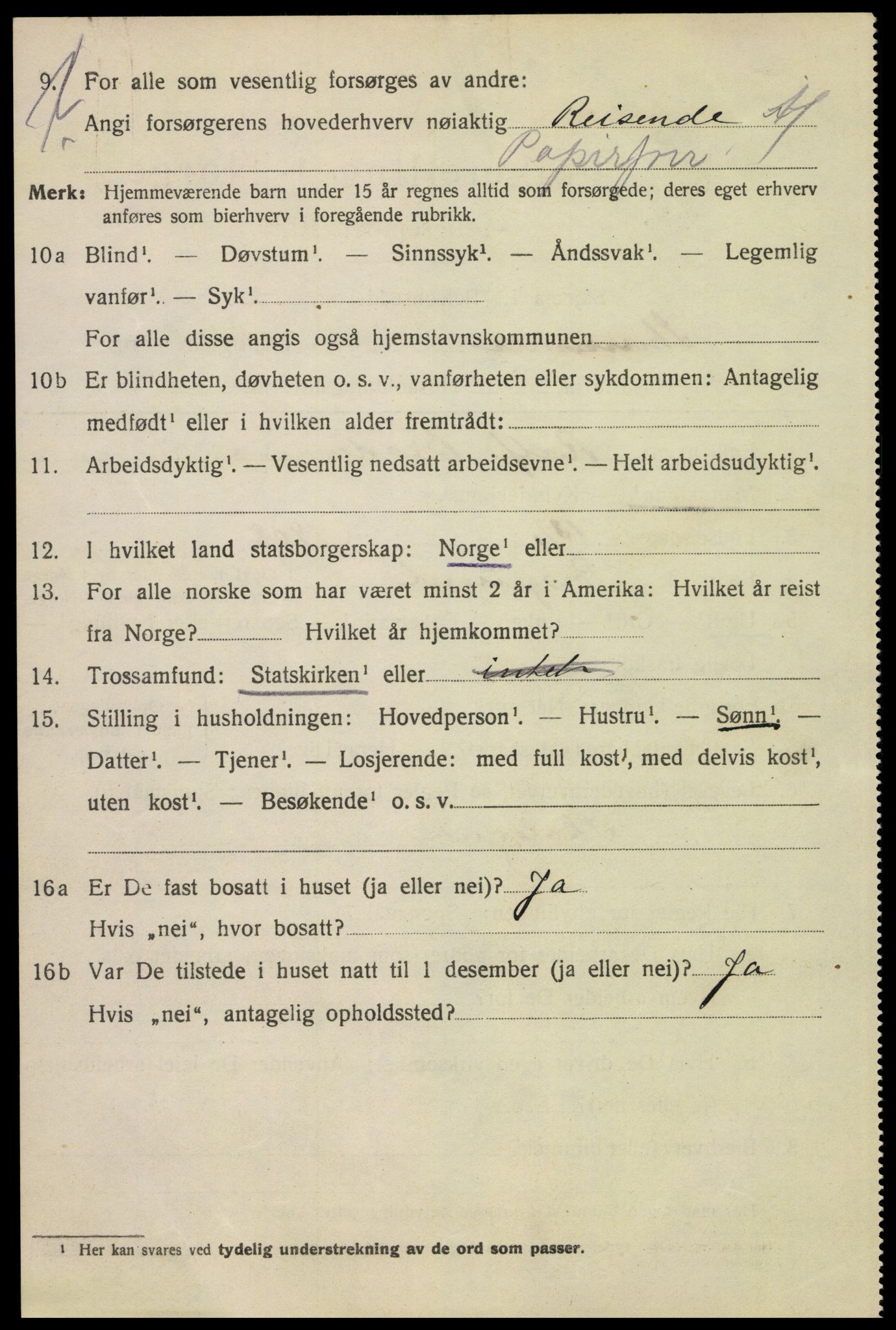 SAH, 1920 census for Lillehammer, 1920, p. 4143