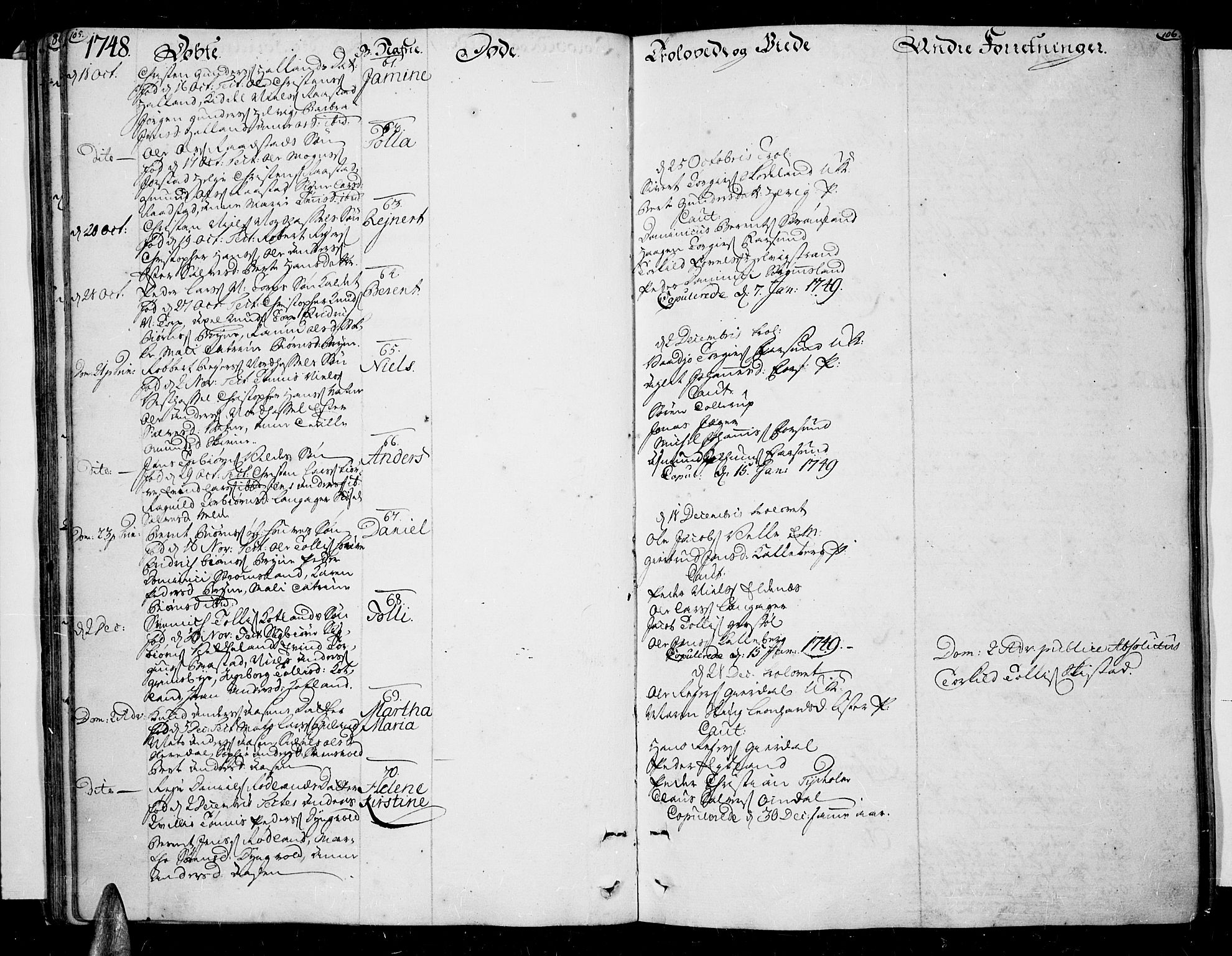 Lista sokneprestkontor, AV/SAK-1111-0027/F/Fa/L0003: Parish register (official) no. A 3 /1, 1743-1767, p. 105-106