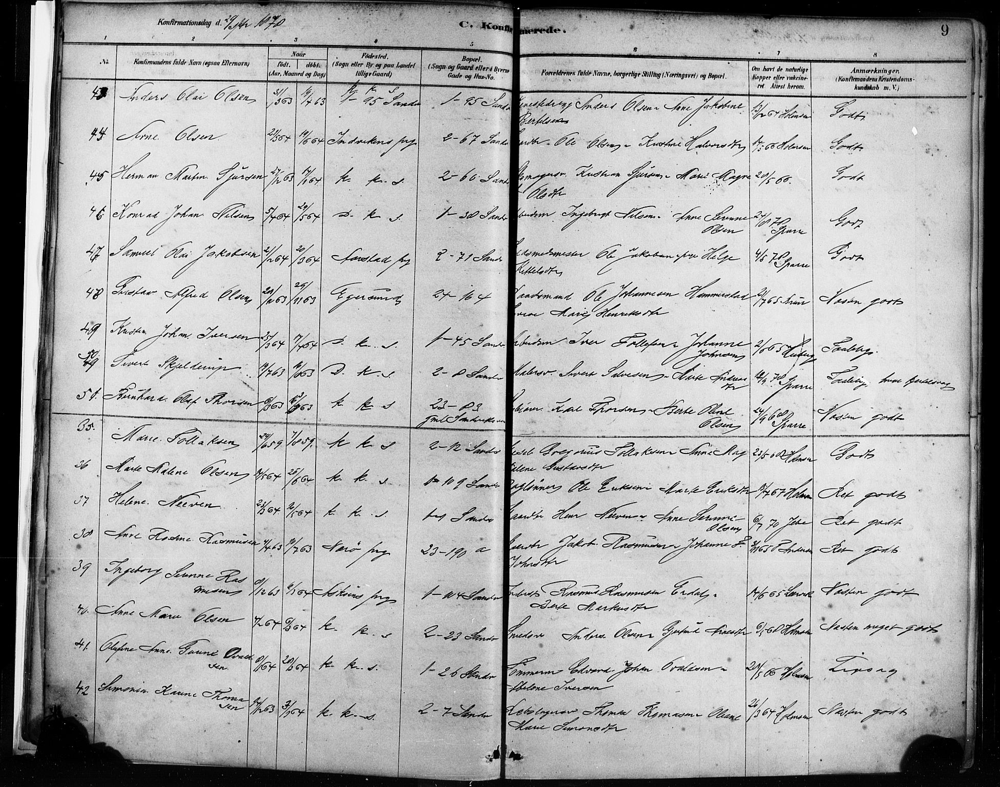 Sandviken Sokneprestembete, AV/SAB-A-77601/H/Ha/L0002: Parish register (official) no. A 2, 1878-1896, p. 9