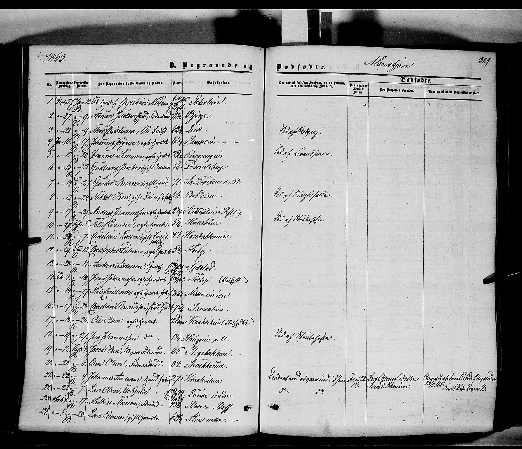 Ringsaker prestekontor, AV/SAH-PREST-014/K/Ka/L0010: Parish register (official) no. 10, 1861-1869, p. 329