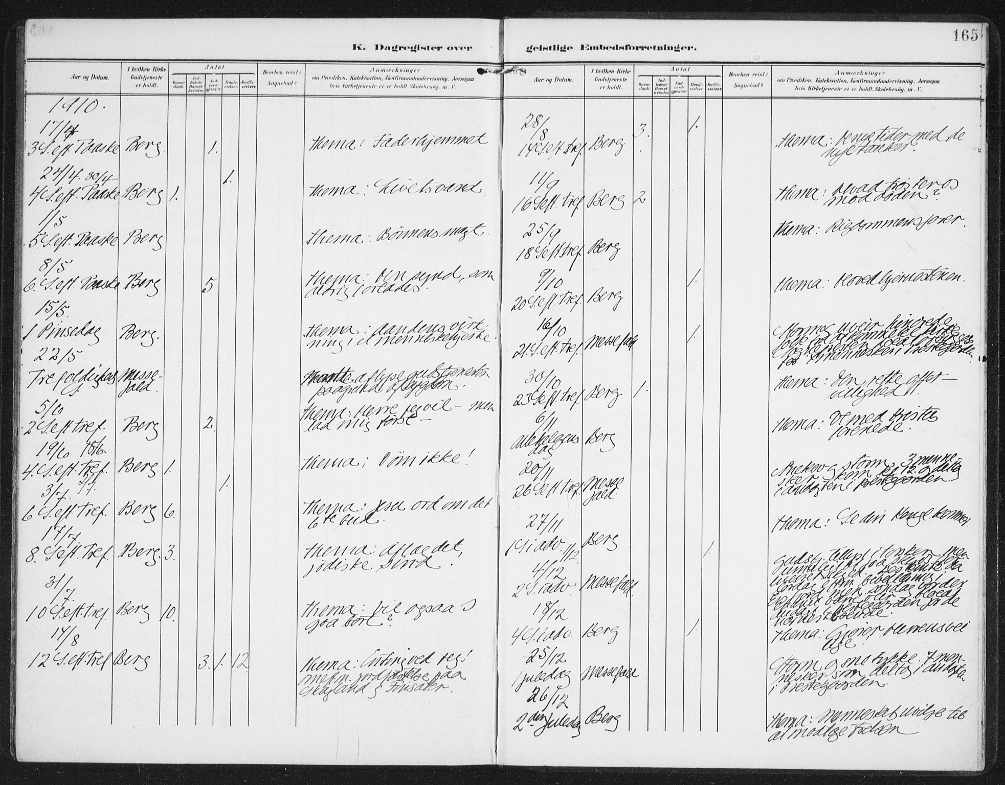 Berg sokneprestkontor, AV/SATØ-S-1318/G/Ga/Gaa/L0007kirke: Parish register (official) no. 7, 1906-1915, p. 165