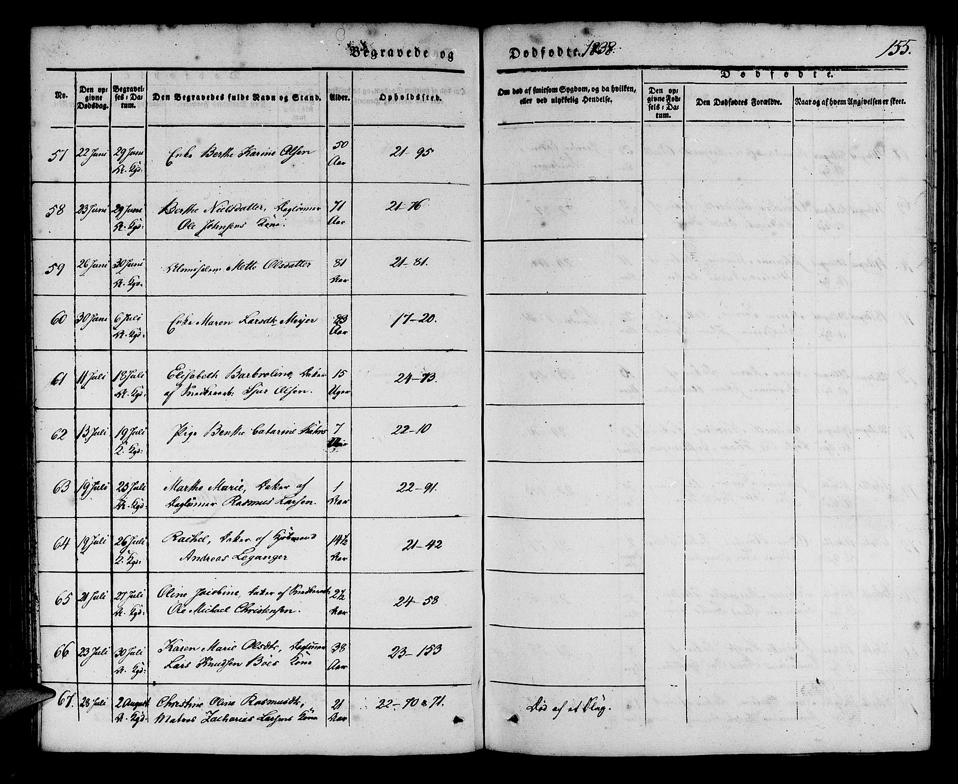 Korskirken sokneprestembete, AV/SAB-A-76101/H/Haa/L0043: Parish register (official) no. E 1, 1834-1848, p. 155