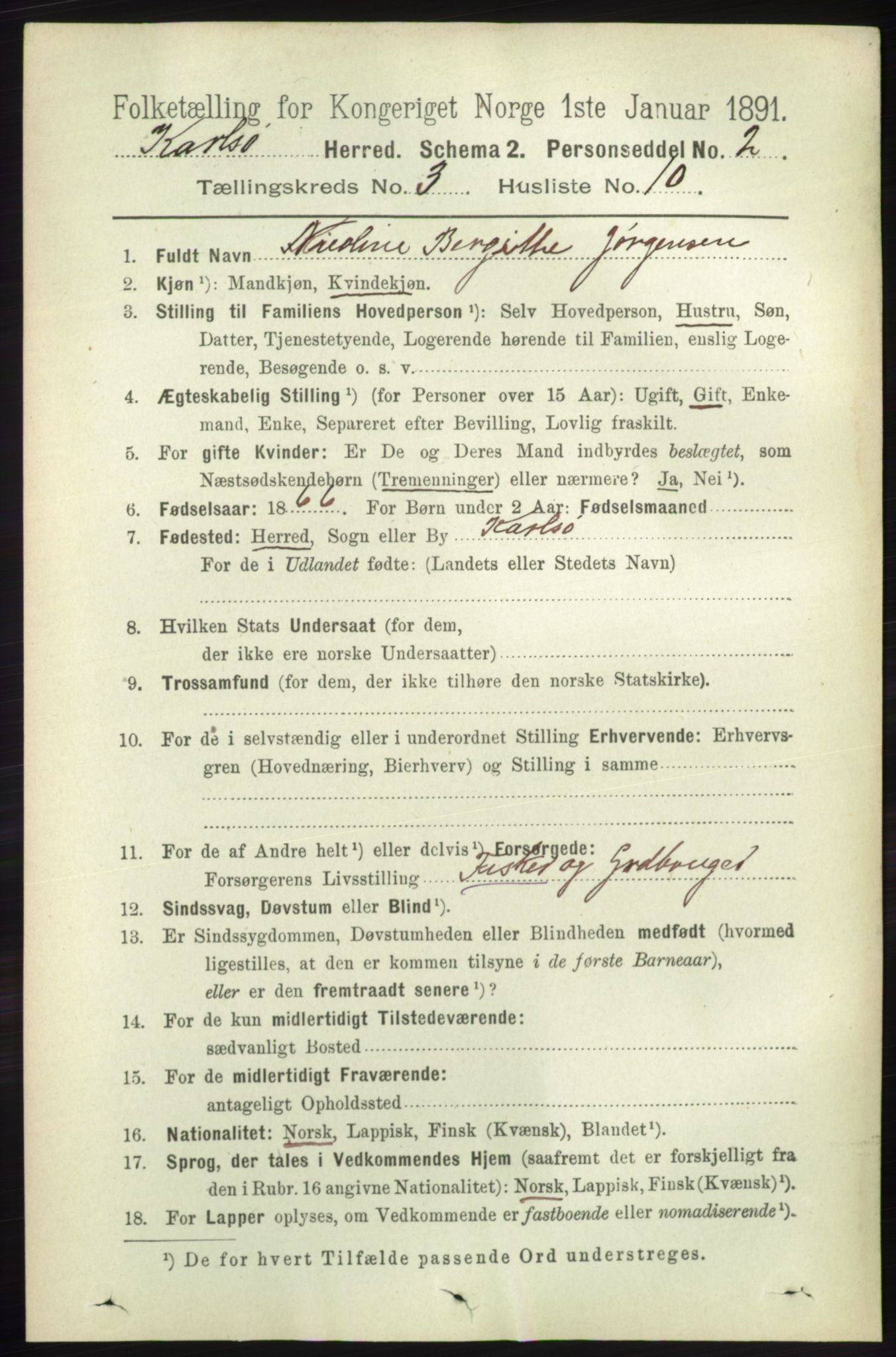 RA, 1891 census for 1936 Karlsøy, 1891, p. 670