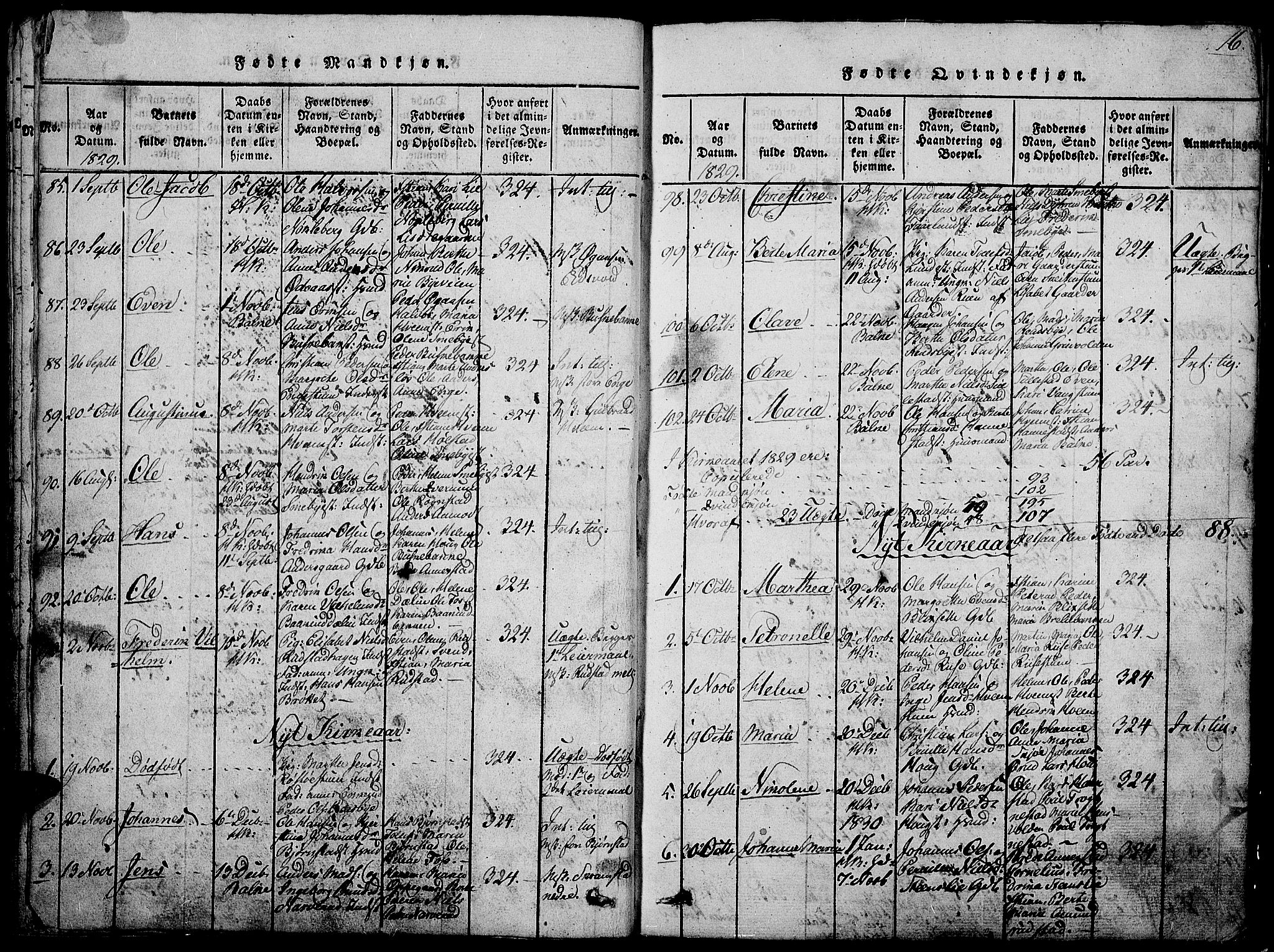 Østre Toten prestekontor, SAH/PREST-104/H/Ha/Hab/L0001: Parish register (copy) no. 1, 1827-1839, p. 16
