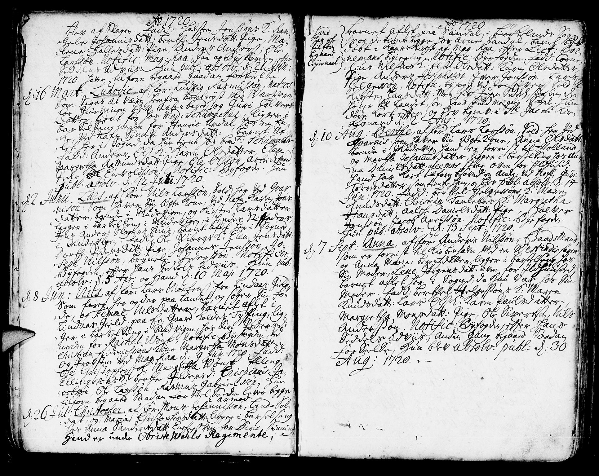 Korskirken sokneprestembete, SAB/A-76101/H/Haa/L0004: Parish register (official) no. A 4, 1720-1750, p. 10