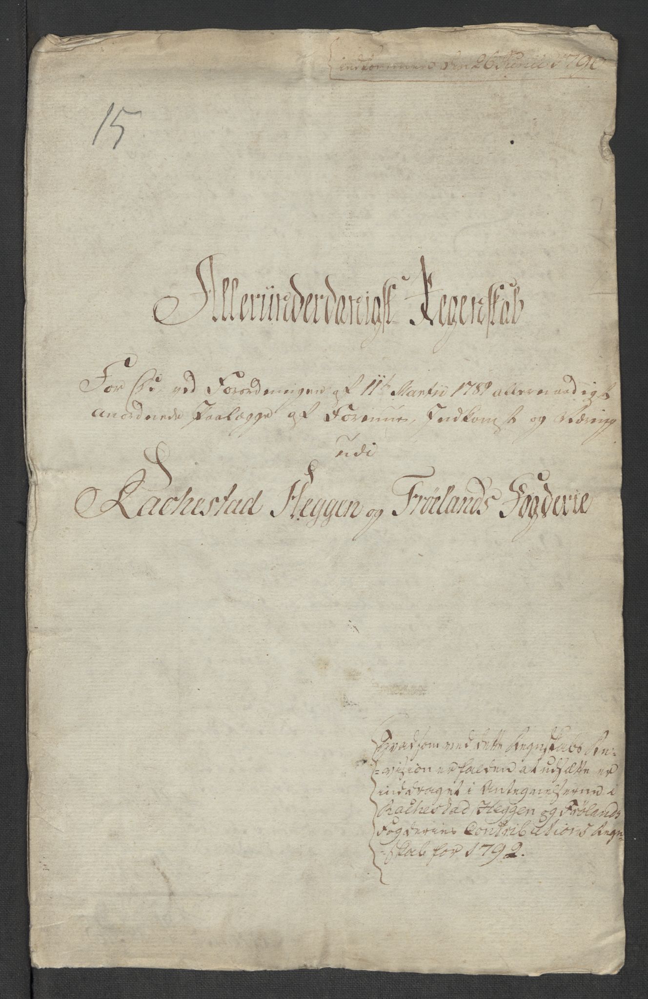 Rentekammeret inntil 1814, Reviderte regnskaper, Mindre regnskaper, AV/RA-EA-4068/Rf/Rfe/L0035: Rakkestad, Heggen og Frøland fogderi, 1789, p. 5