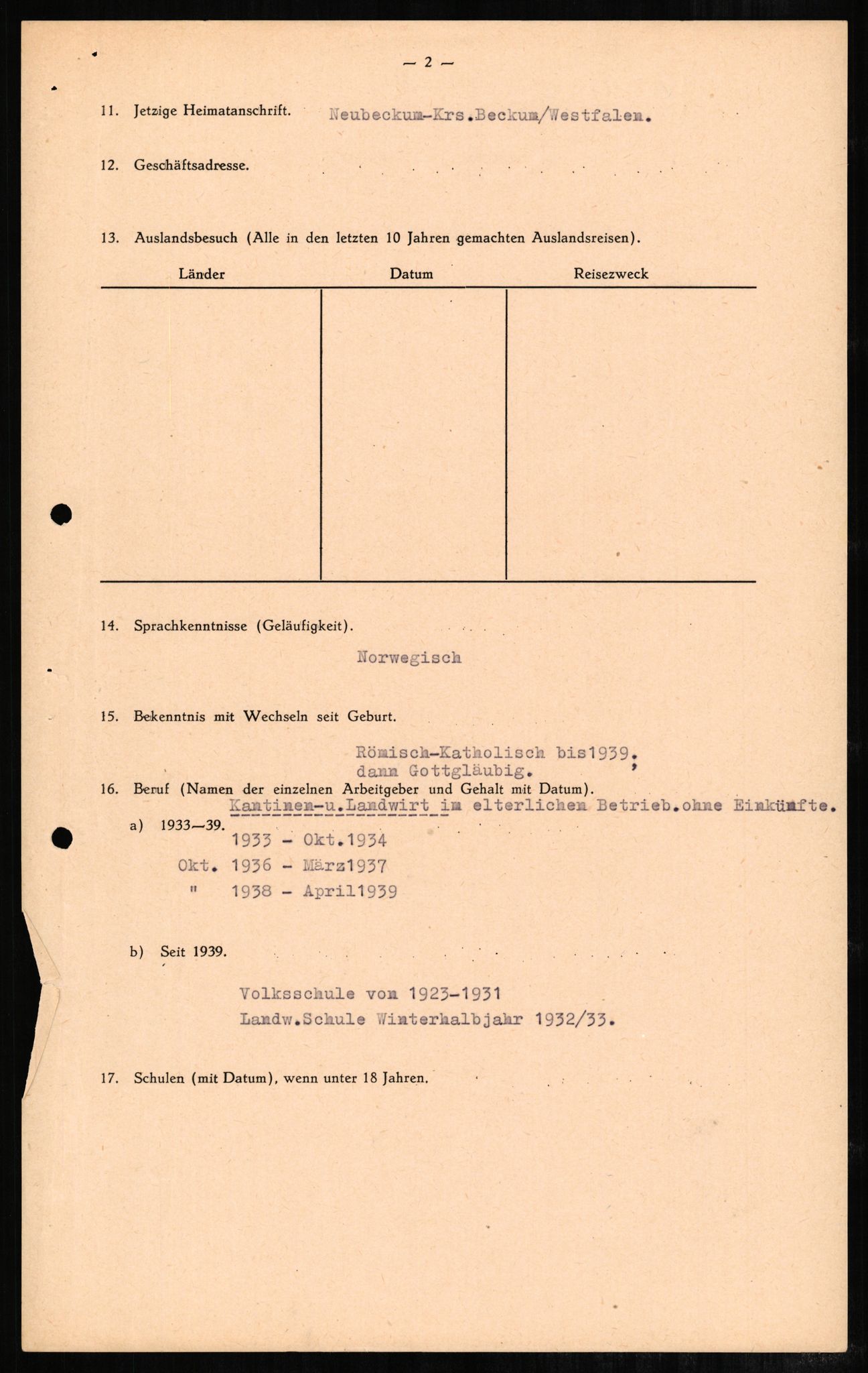 Forsvaret, Forsvarets overkommando II, AV/RA-RAFA-3915/D/Db/L0002: CI Questionaires. Tyske okkupasjonsstyrker i Norge. Tyskere., 1945-1946, p. 536