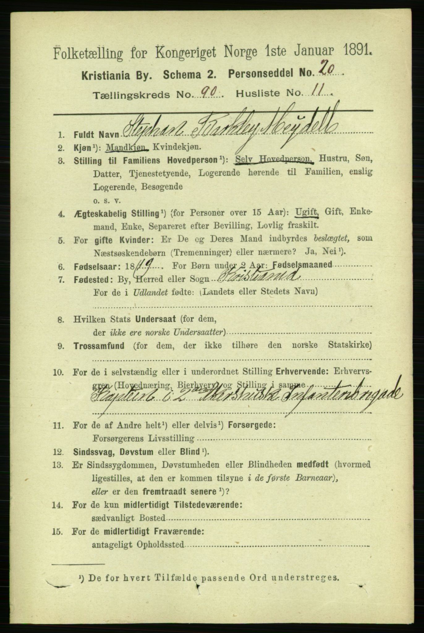 RA, 1891 census for 0301 Kristiania, 1891, p. 44583