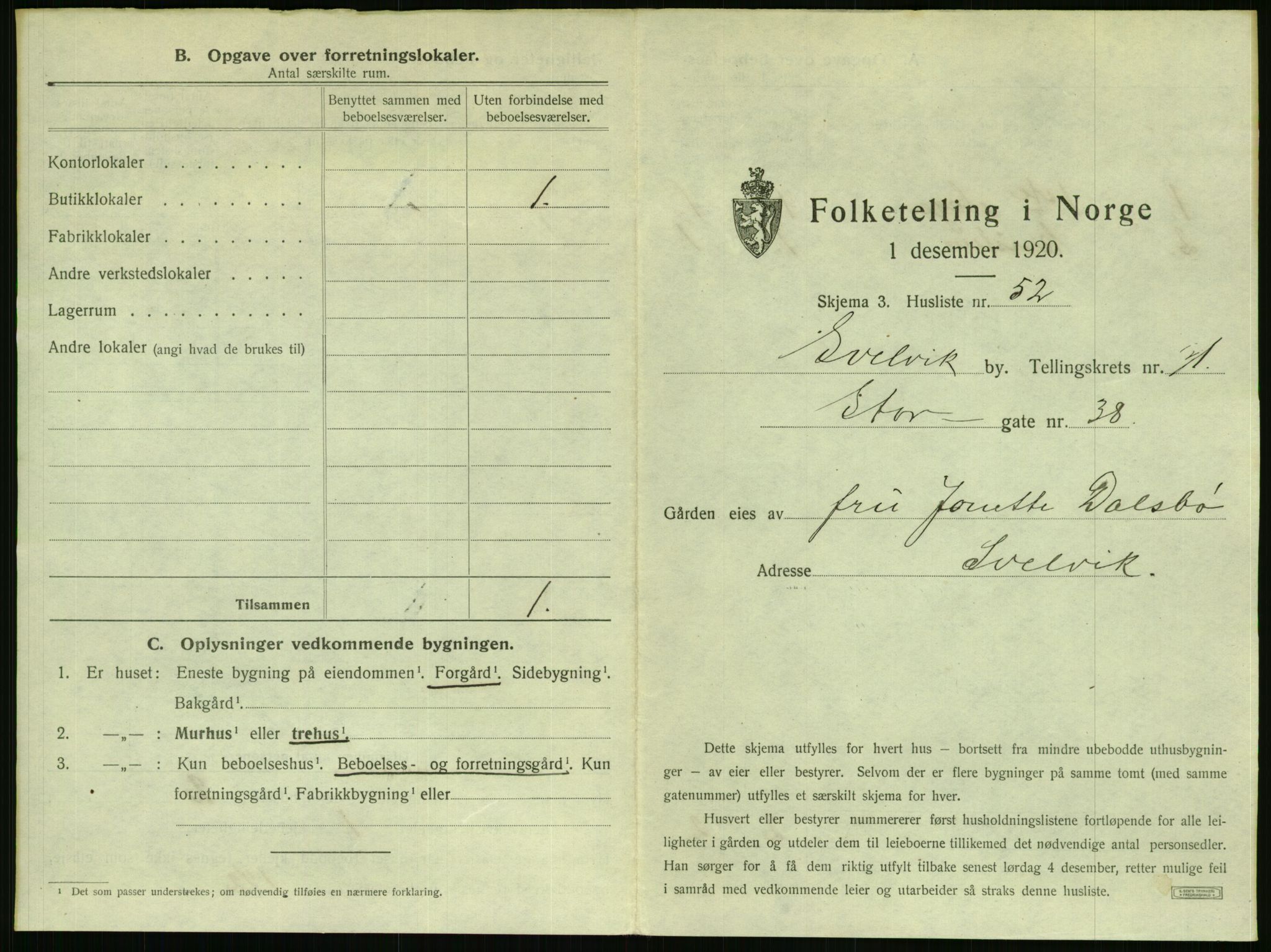 SAKO, 1920 census for Svelvik, 1920, p. 121