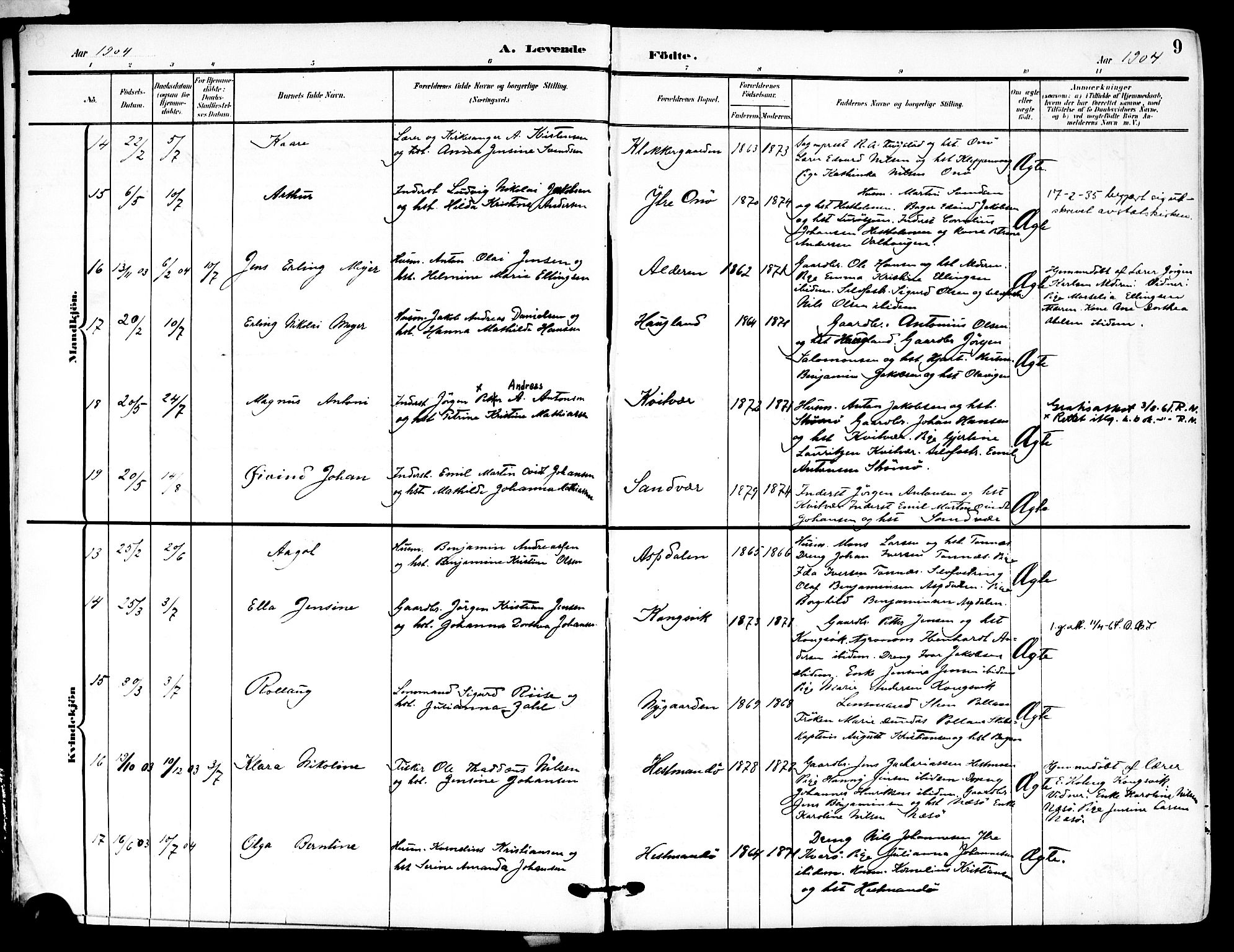 Ministerialprotokoller, klokkerbøker og fødselsregistre - Nordland, AV/SAT-A-1459/839/L0569: Parish register (official) no. 839A06, 1903-1922, p. 9