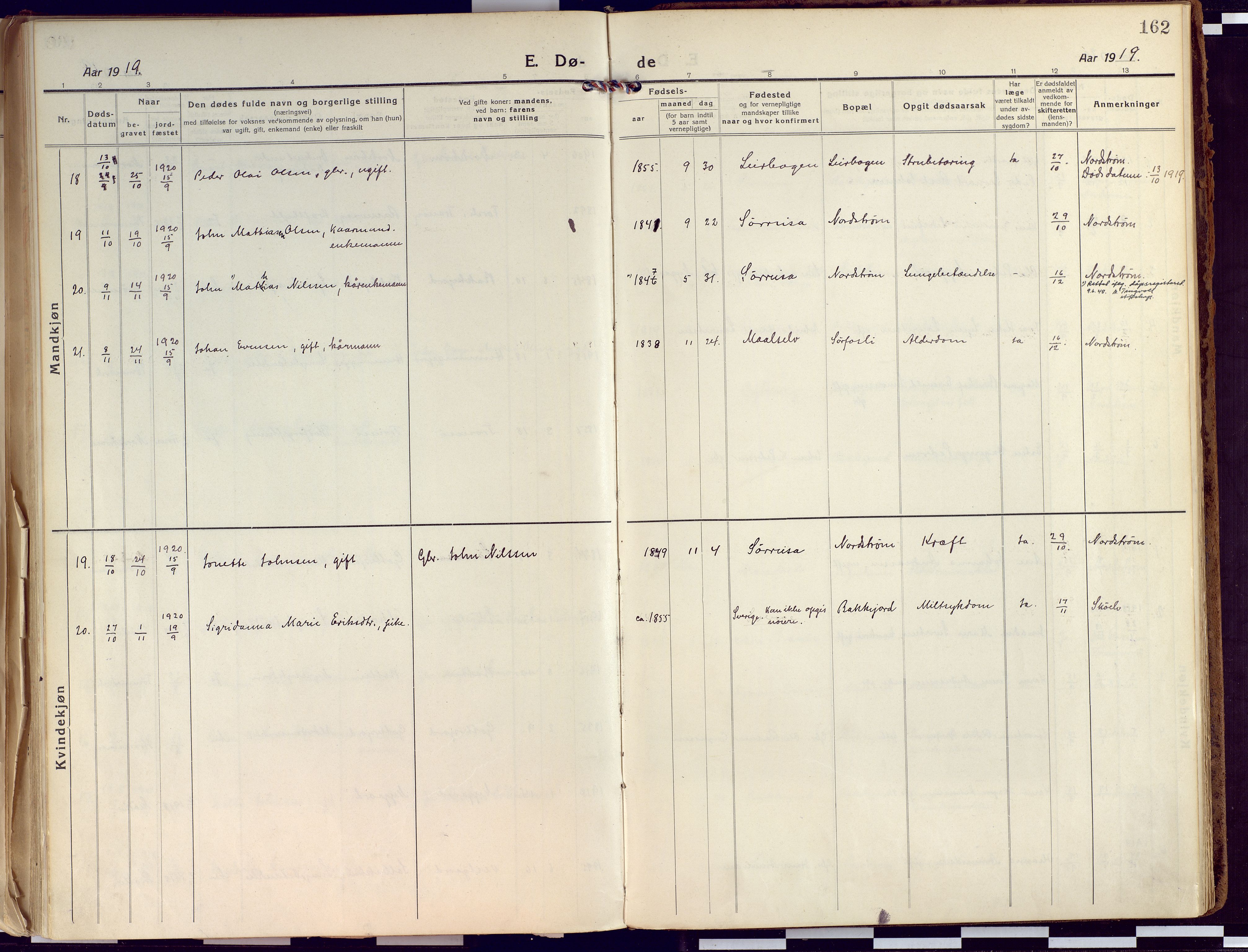 Tranøy sokneprestkontor, AV/SATØ-S-1313/I/Ia/Iaa/L0015kirke: Parish register (official) no. 15, 1919-1928, p. 162