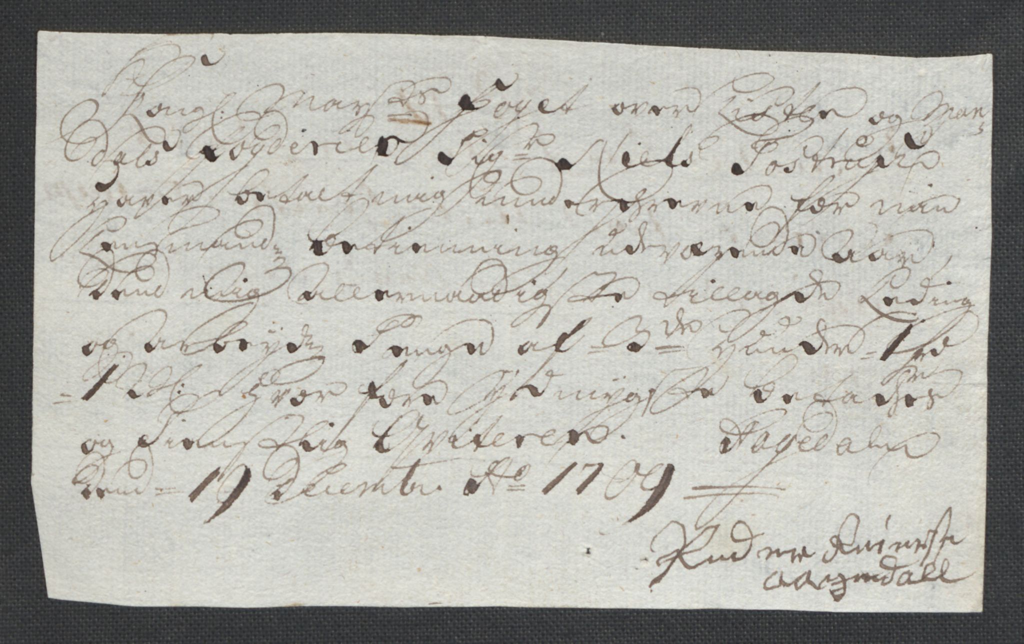 Rentekammeret inntil 1814, Reviderte regnskaper, Fogderegnskap, AV/RA-EA-4092/R43/L2552: Fogderegnskap Lista og Mandal, 1705-1709, p. 262