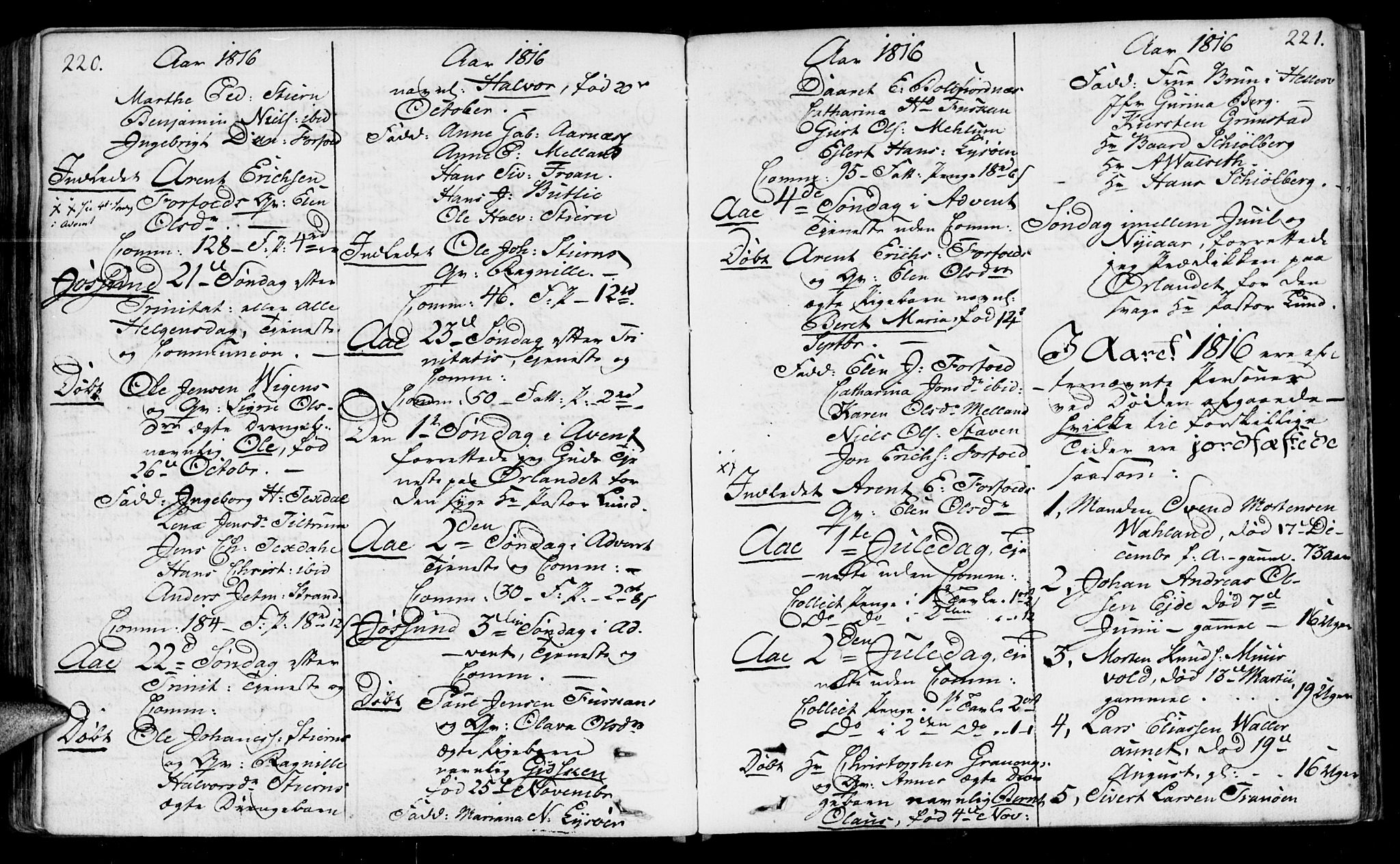 Ministerialprotokoller, klokkerbøker og fødselsregistre - Sør-Trøndelag, SAT/A-1456/655/L0674: Parish register (official) no. 655A03, 1802-1826, p. 220-221