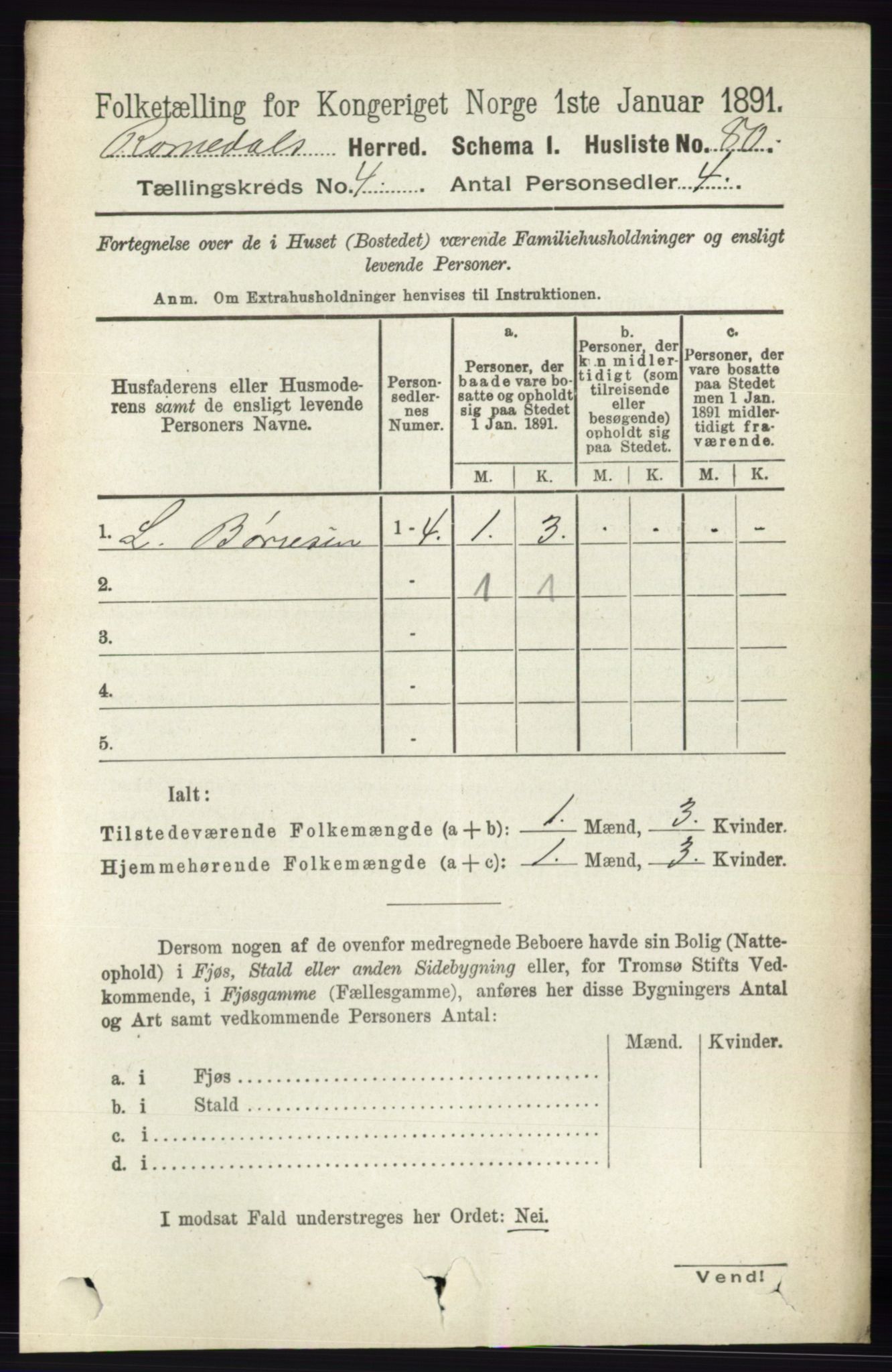 RA, 1891 census for 0416 Romedal, 1891, p. 1964