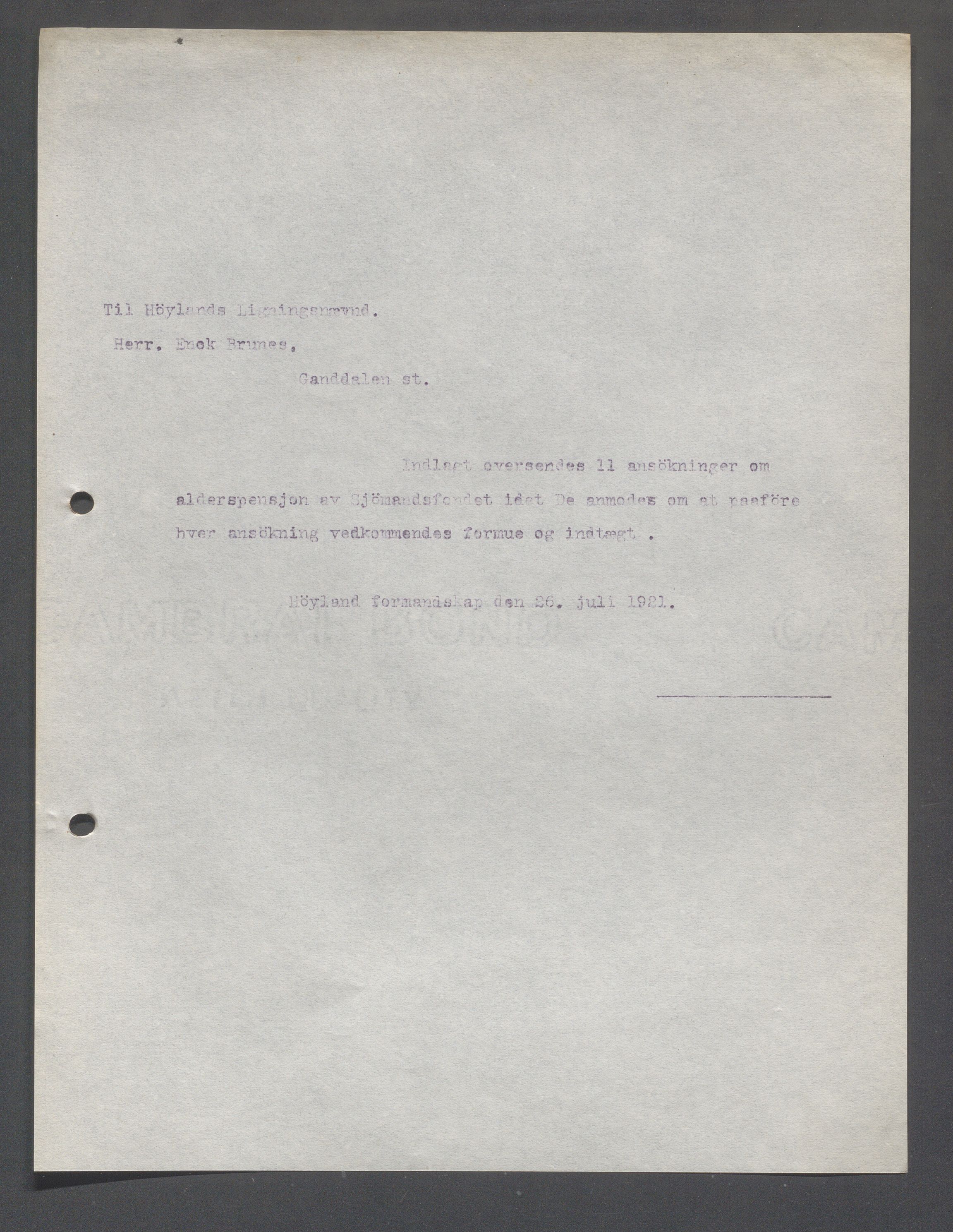 Høyland kommune - Formannskapet, IKAR/K-100046/B/L0006: Kopibok, 1920-1923, p. 307