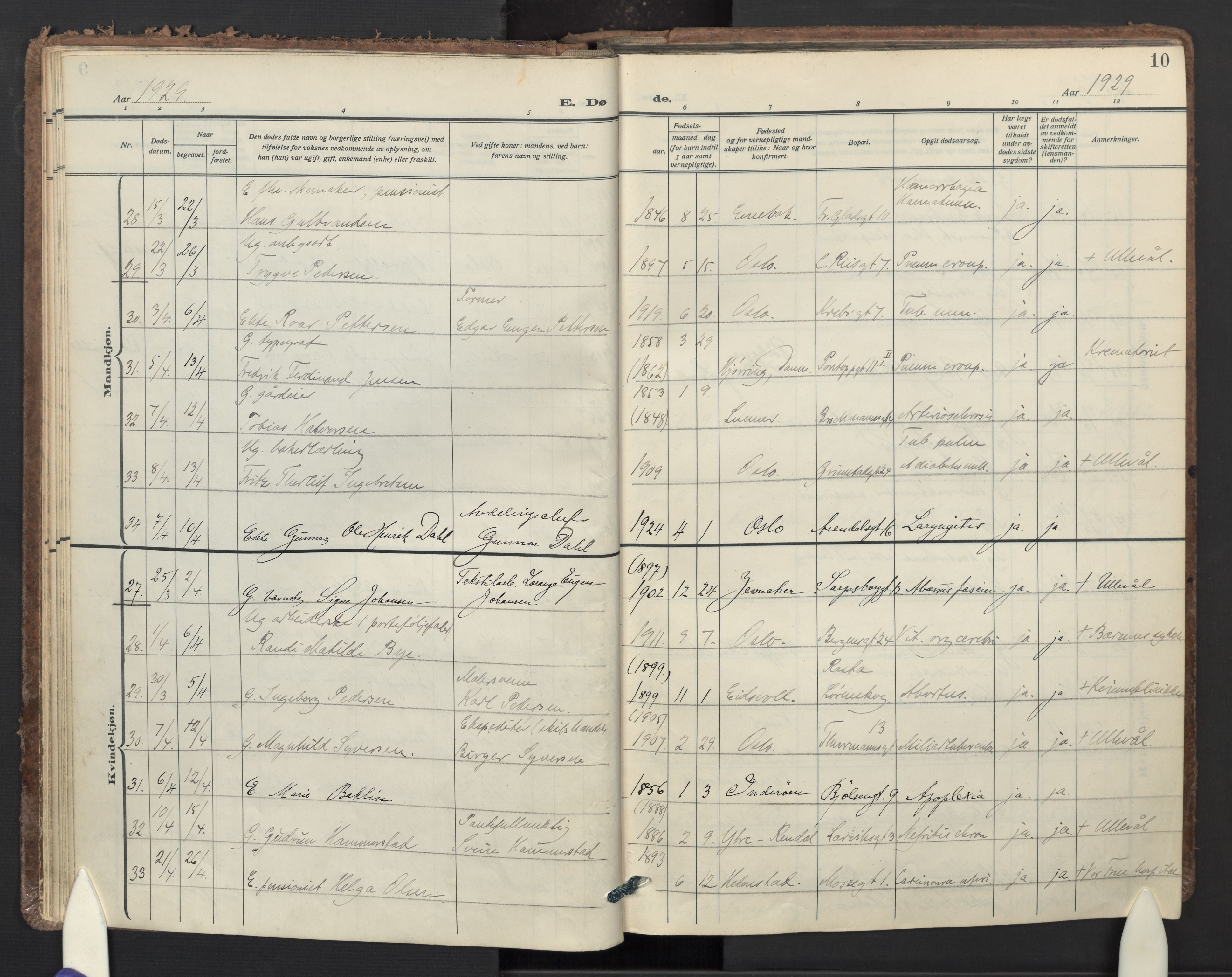 Sagene prestekontor Kirkebøker, AV/SAO-A-10796/F/L0017: Parish register (official) no. 17, 1928-1940, p. 10