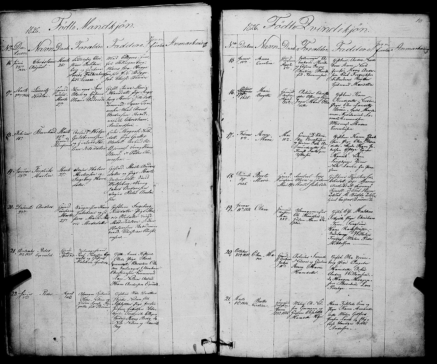 Larvik kirkebøker, SAKO/A-352/F/Fa/L0002: Parish register (official) no. I 2, 1825-1847, p. 10