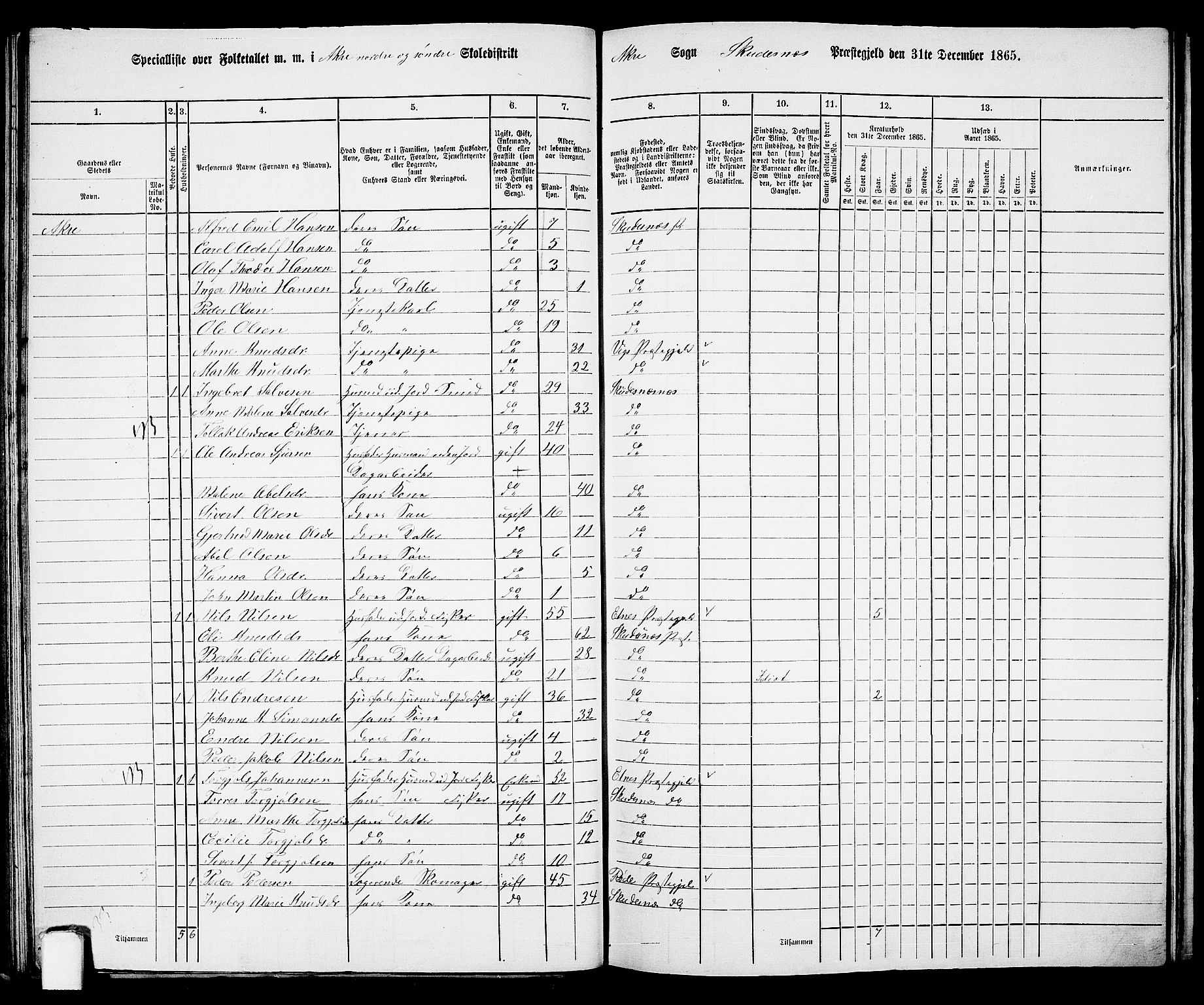 RA, 1865 census for Skudenes, 1865, p. 51