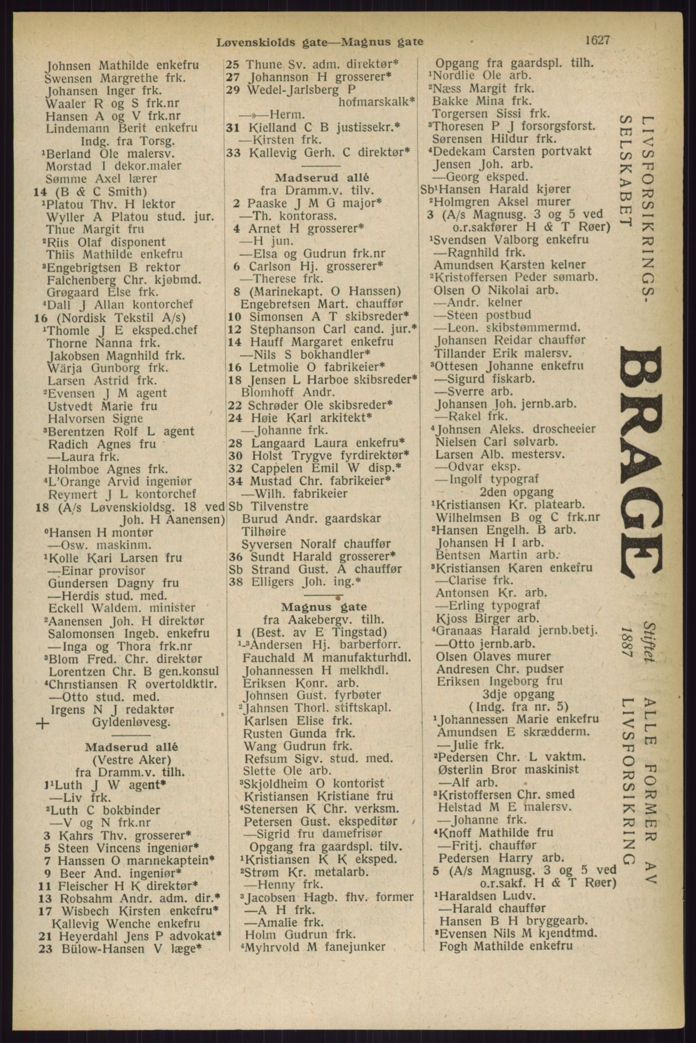 Kristiania/Oslo adressebok, PUBL/-, 1927, p. 1627