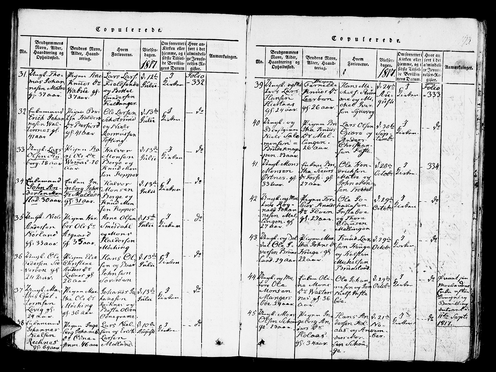 Lindås Sokneprestembete, AV/SAB-A-76701/H/Haa/Haaa/L0007: Parish register (official) no. A 7, 1816-1823, p. 193