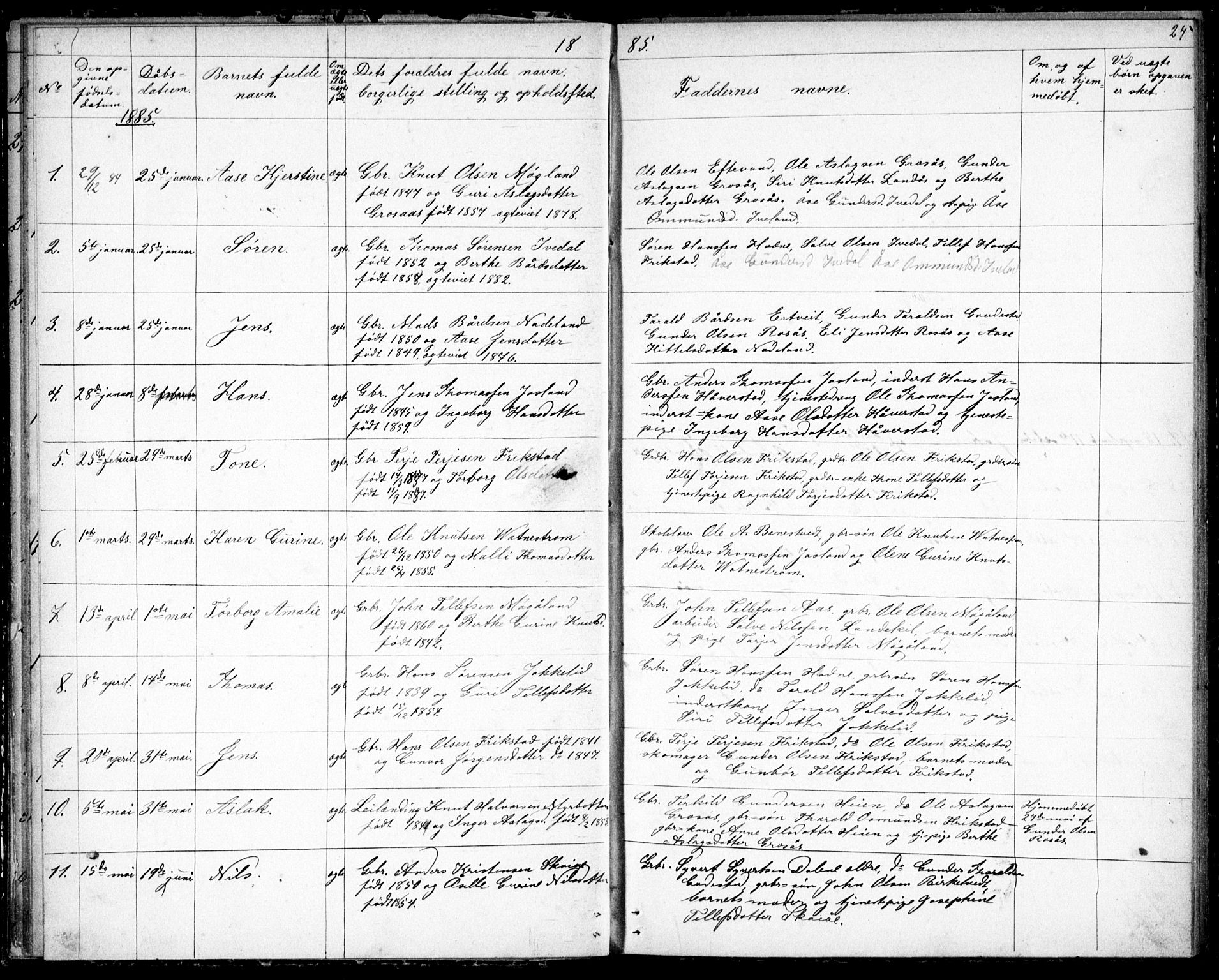 Evje sokneprestkontor, SAK/1111-0008/F/Fb/Fbc/L0003: Parish register (copy) no. B 3, 1876-1889, p. 24