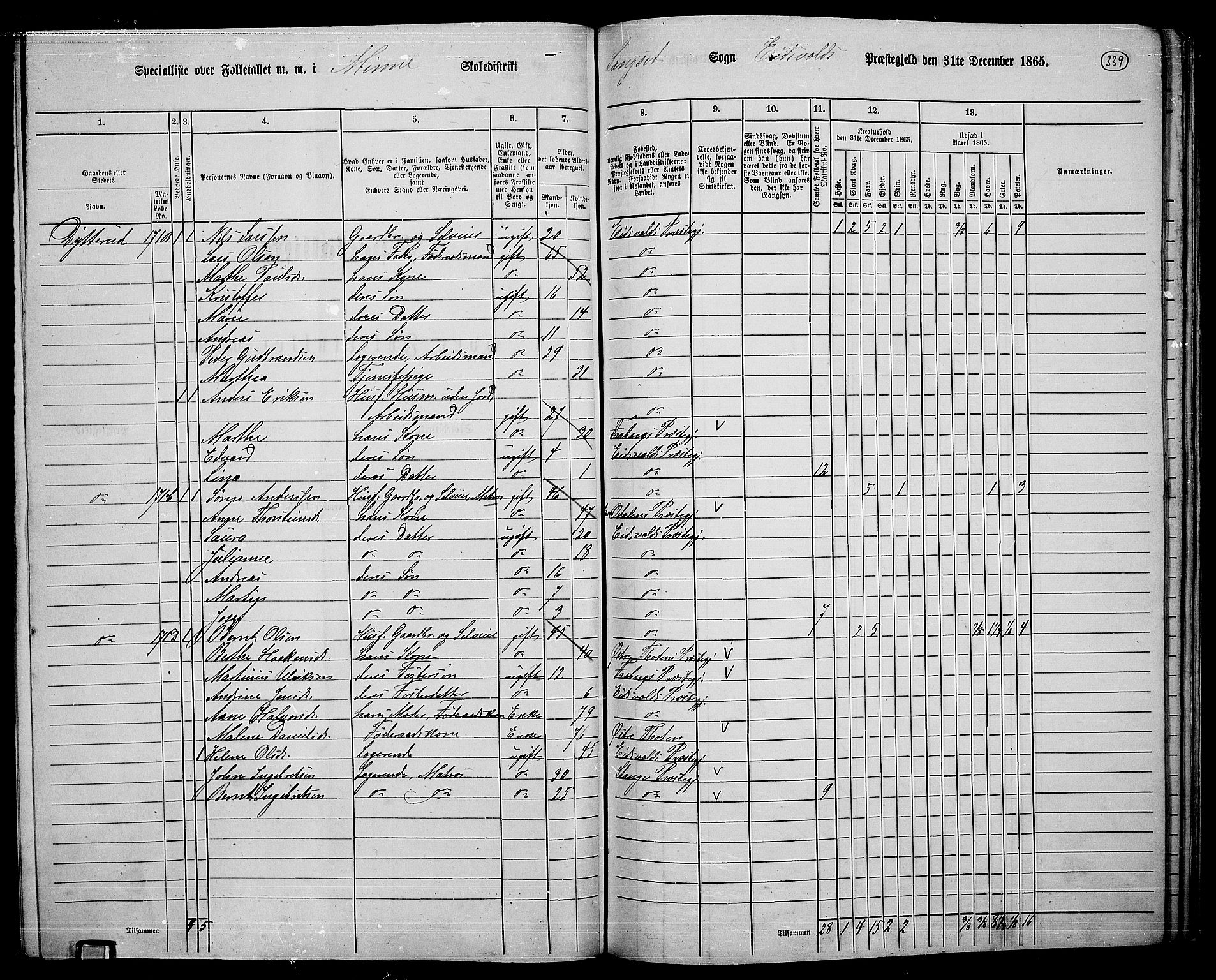 RA, 1865 census for Eidsvoll, 1865, p. 306
